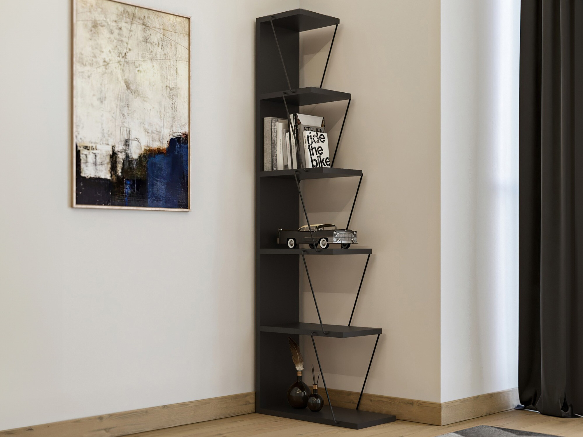 Етажерка Kailua 371 (Антрацит + Черен)