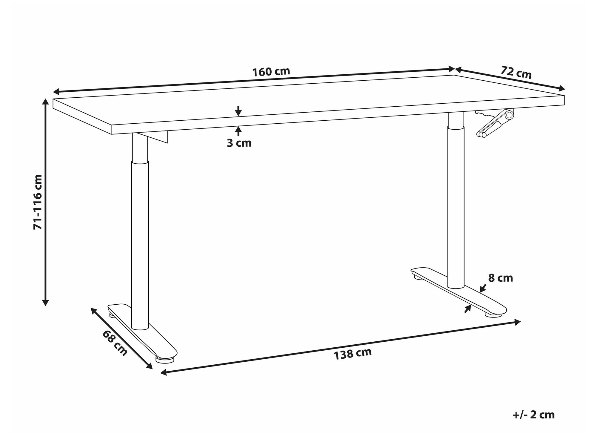 Офис бюро с регулируема височина Berwyn 2681 (Черен)
