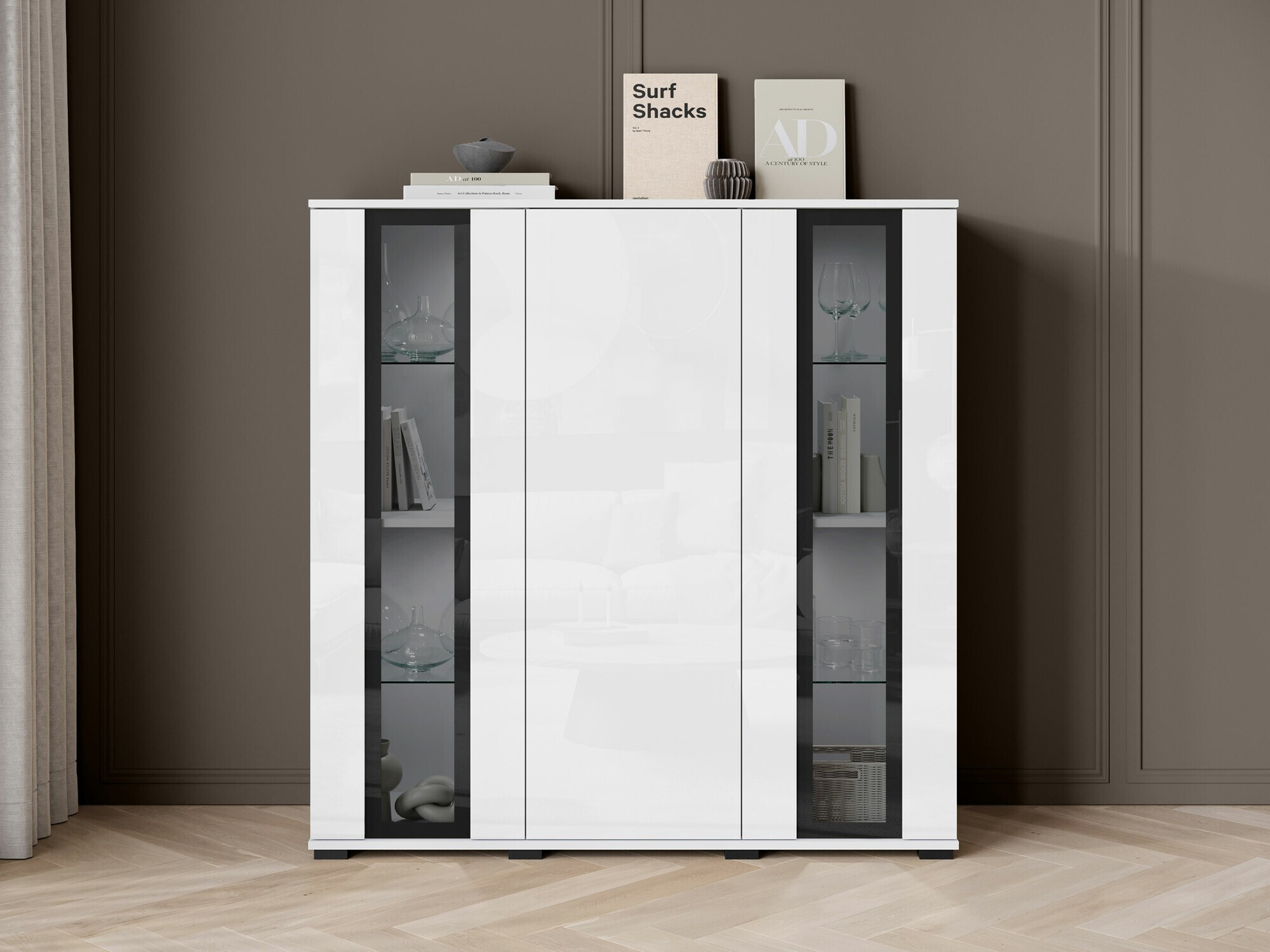 Шкаф Torcame 100 (Бял + Бял гланц)