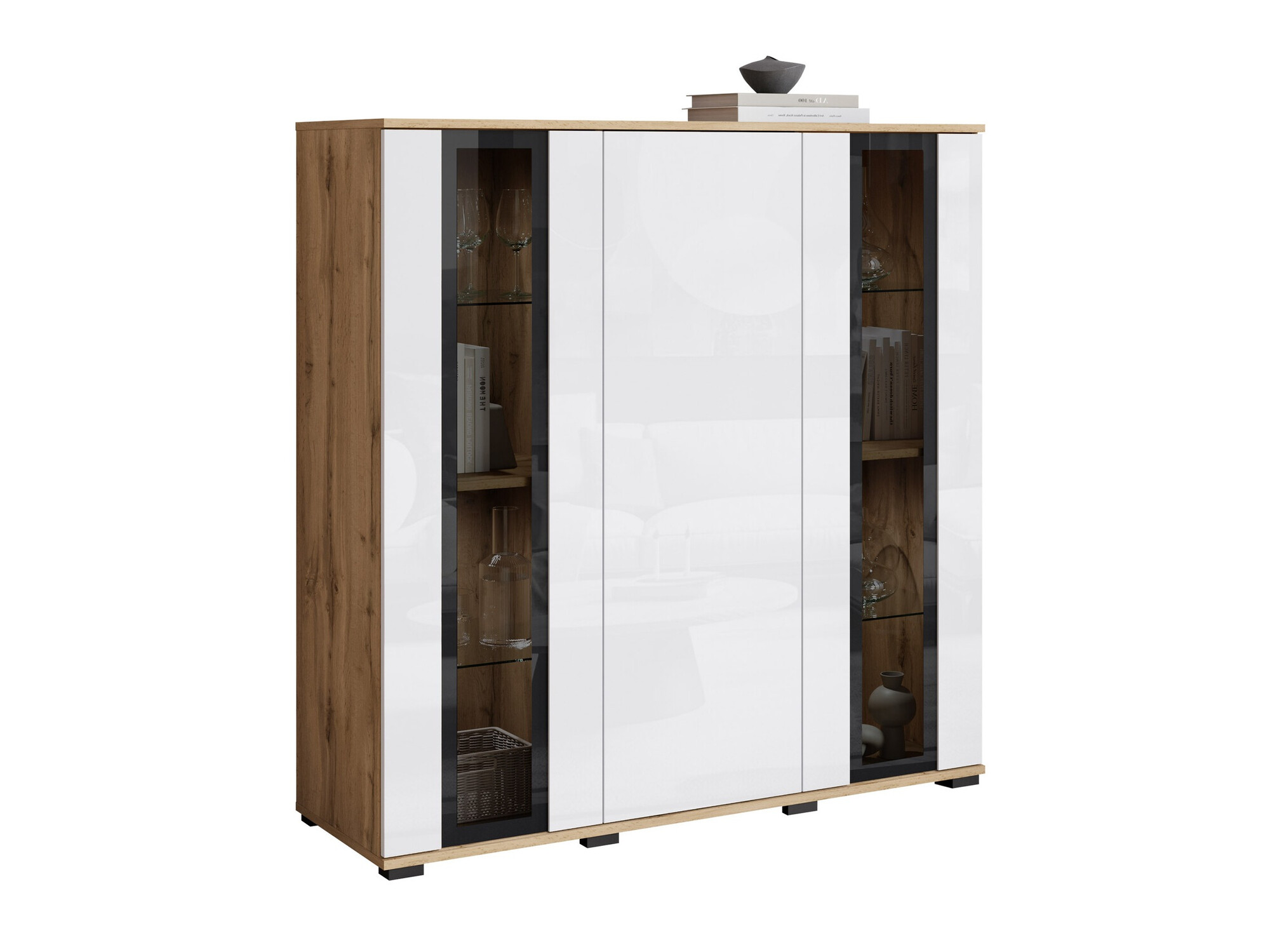 Шкаф Torcame 100 (Дъб уотан + Бял гланц)