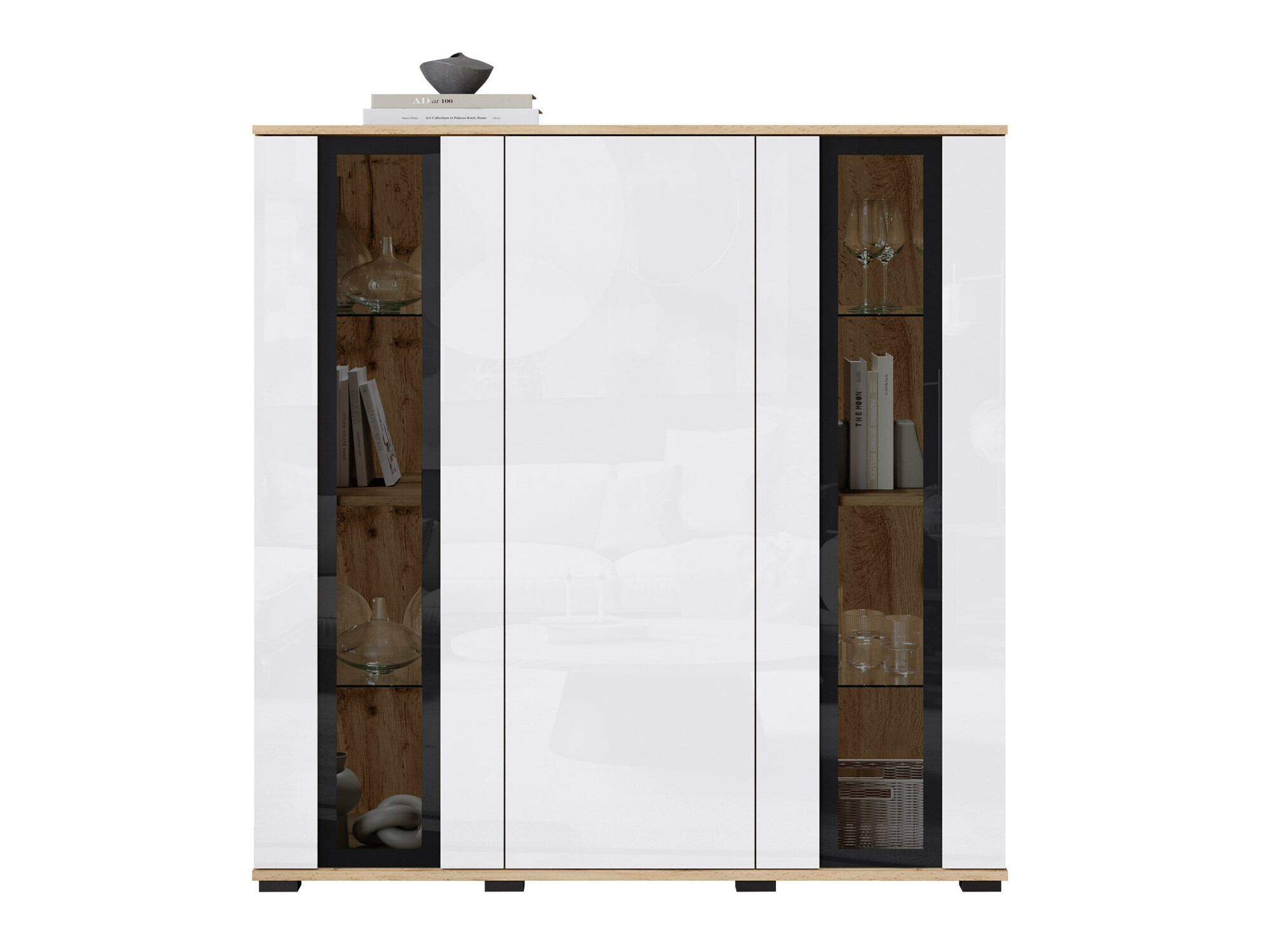 Шкаф Torcame 100 (Дъб уотан + Бял гланц)