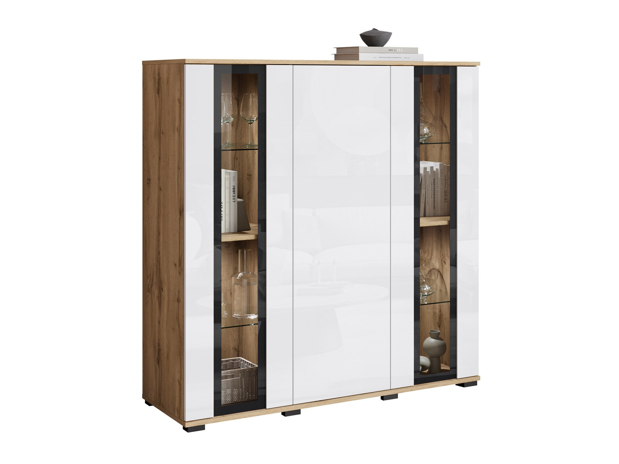 Шкаф Torcame 100 (Дъб уотан + Бял гланц)