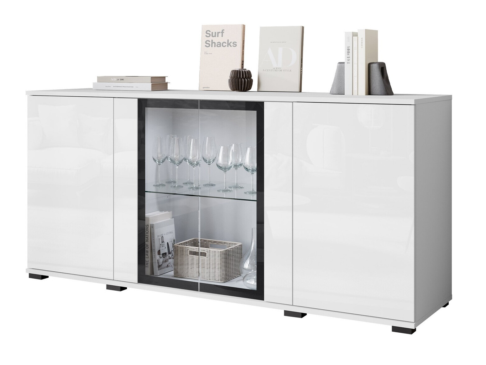 Шкаф Torcame 102 (Бял + Бял гланц)