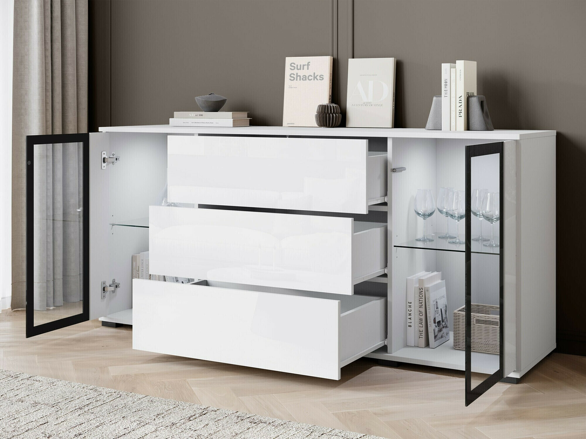 Скрин Torcame 101 (Дъб уотан + Бял гланц)