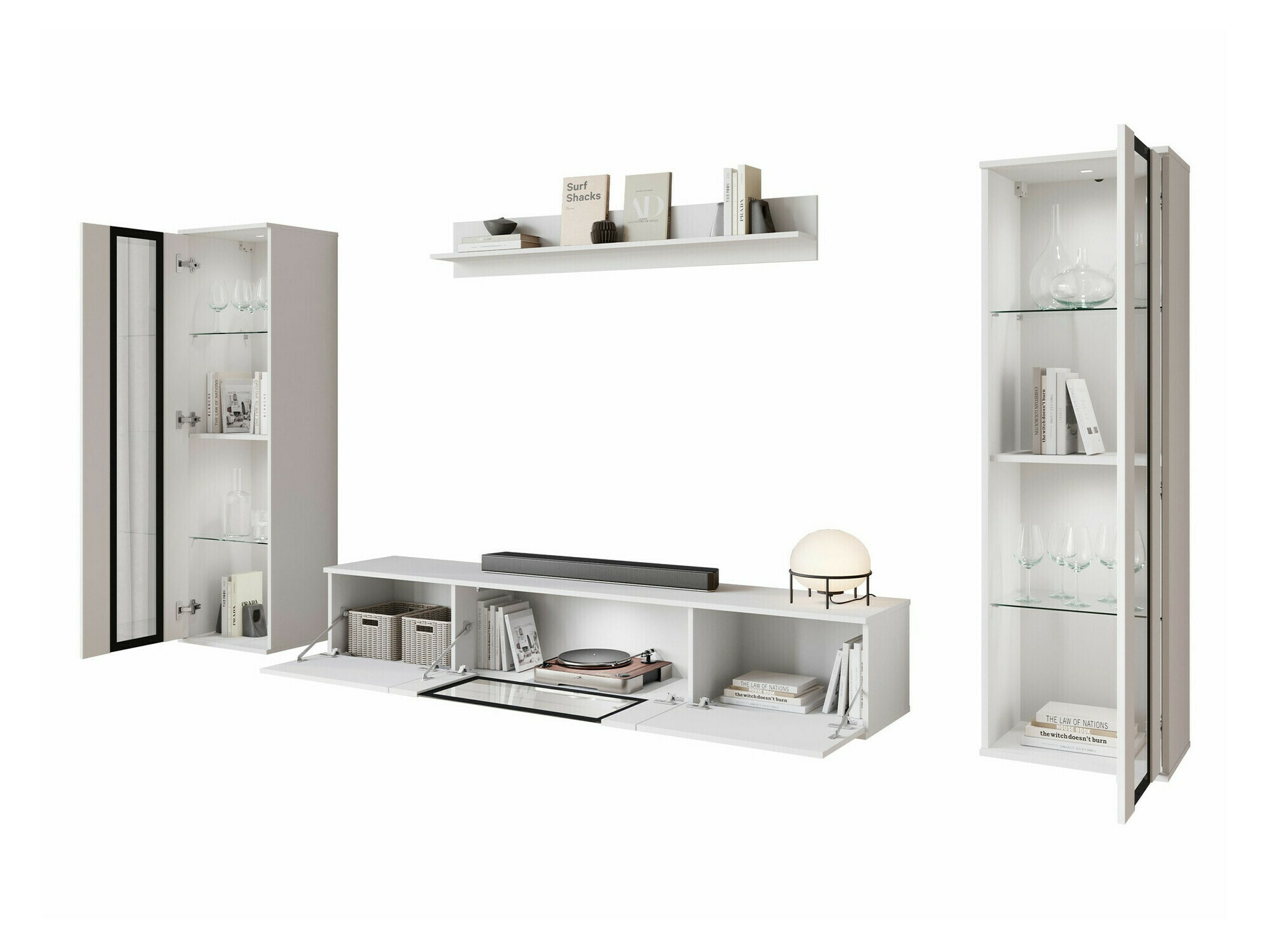 Комплект за хол Torcame 103 (Дъб уотан + Бял гланц)