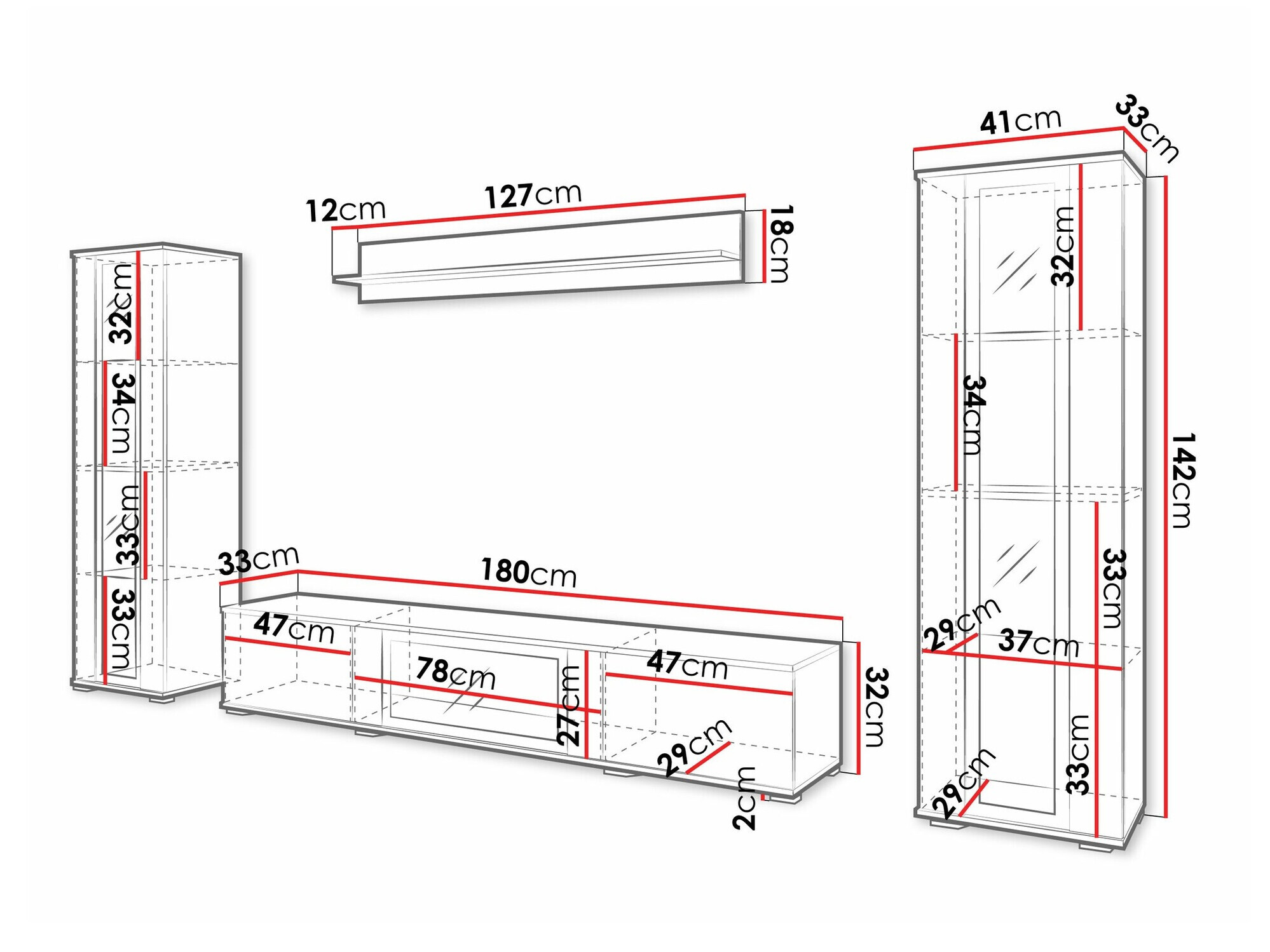 Комплект за хол Torcame 103 (Дъб уотан + Бял гланц)