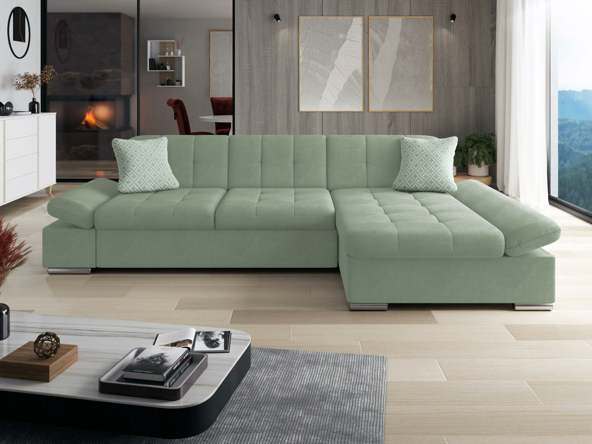 Ъглов диван Comfivo 219 (Uttario Velvet 2954 + Evo 29)