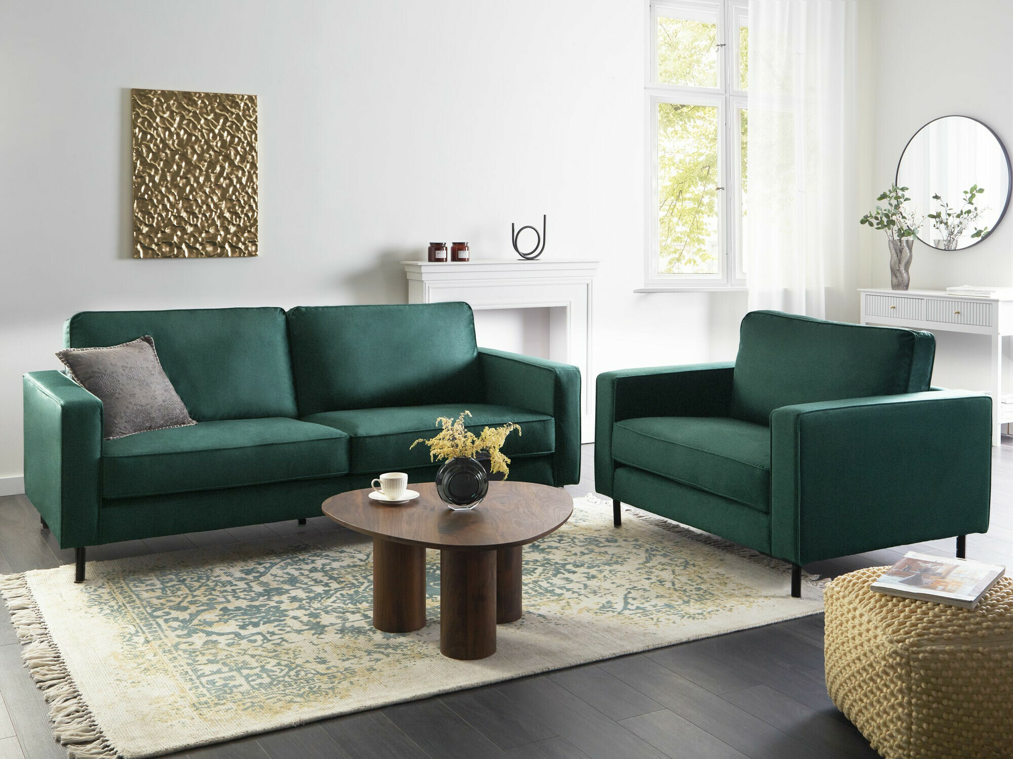 Комплект мека мебел Berwyn 768 (Тъмно зелено)