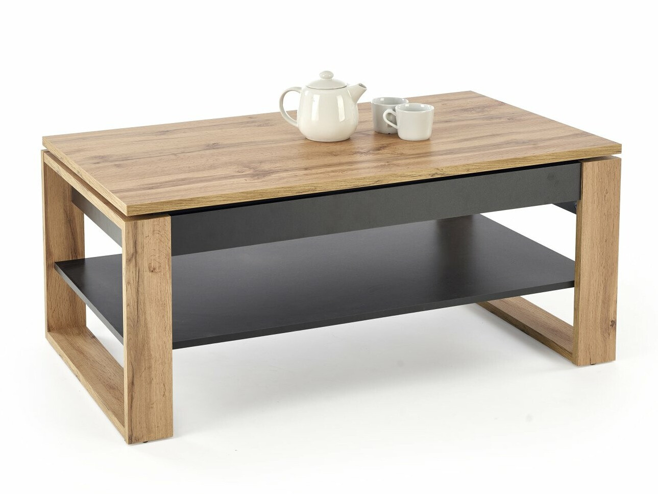 Трансформираща се масичка за кафе Houston 1959 (Artisan дъб + Черен)