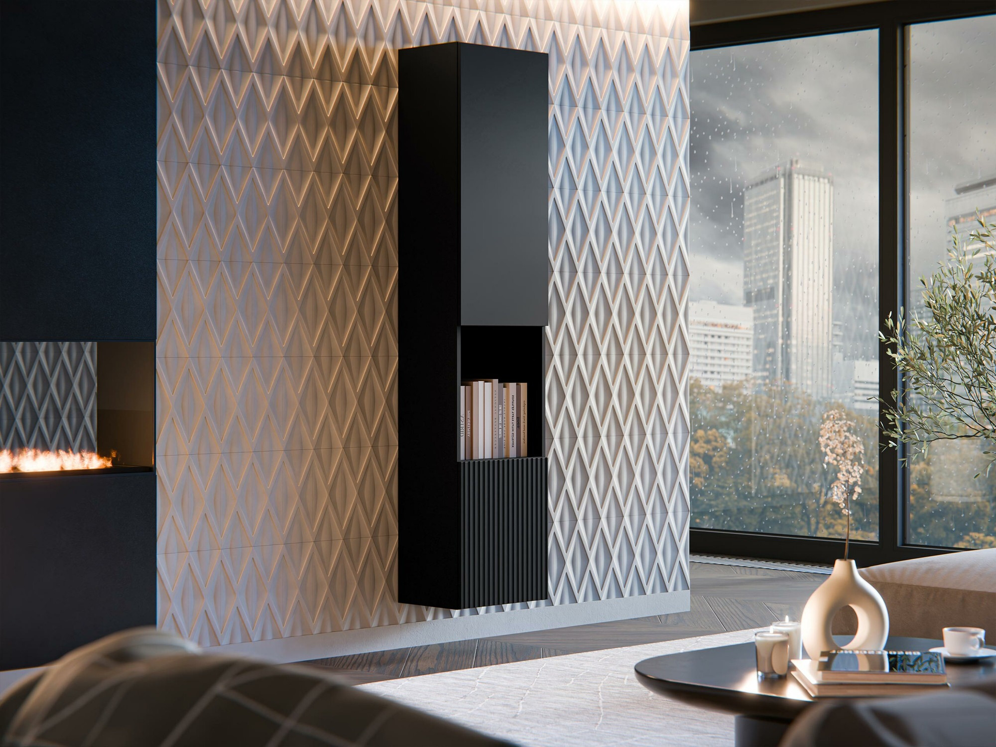 Стенна етажерка Species I (Черен)