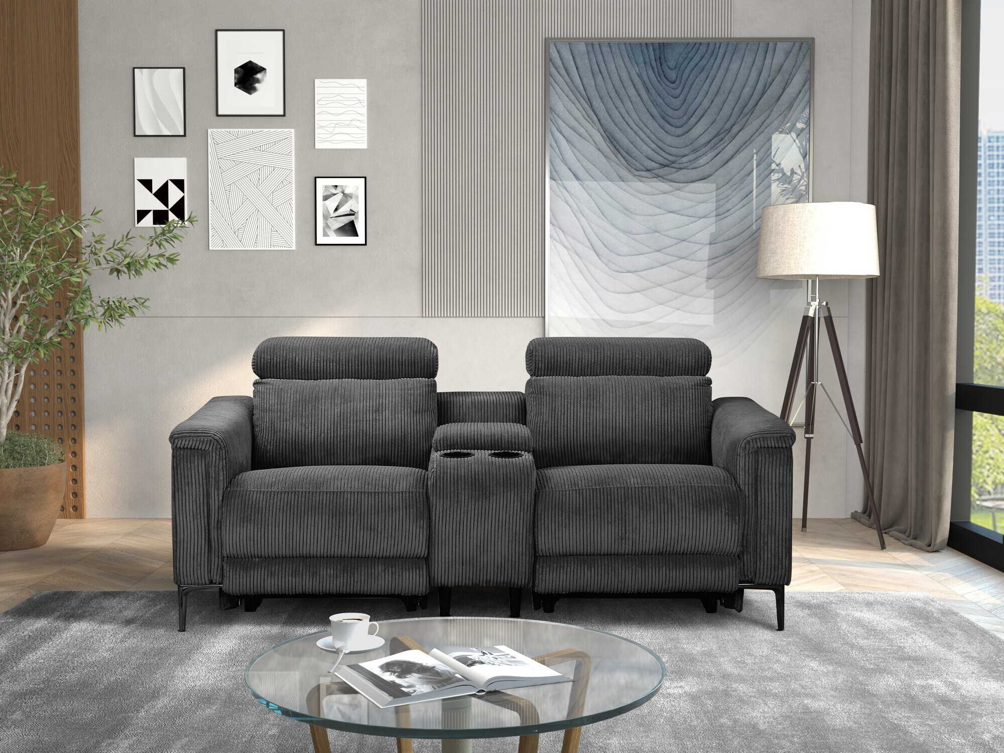 Диван реклайнър Denton 1468 (Антрацит)