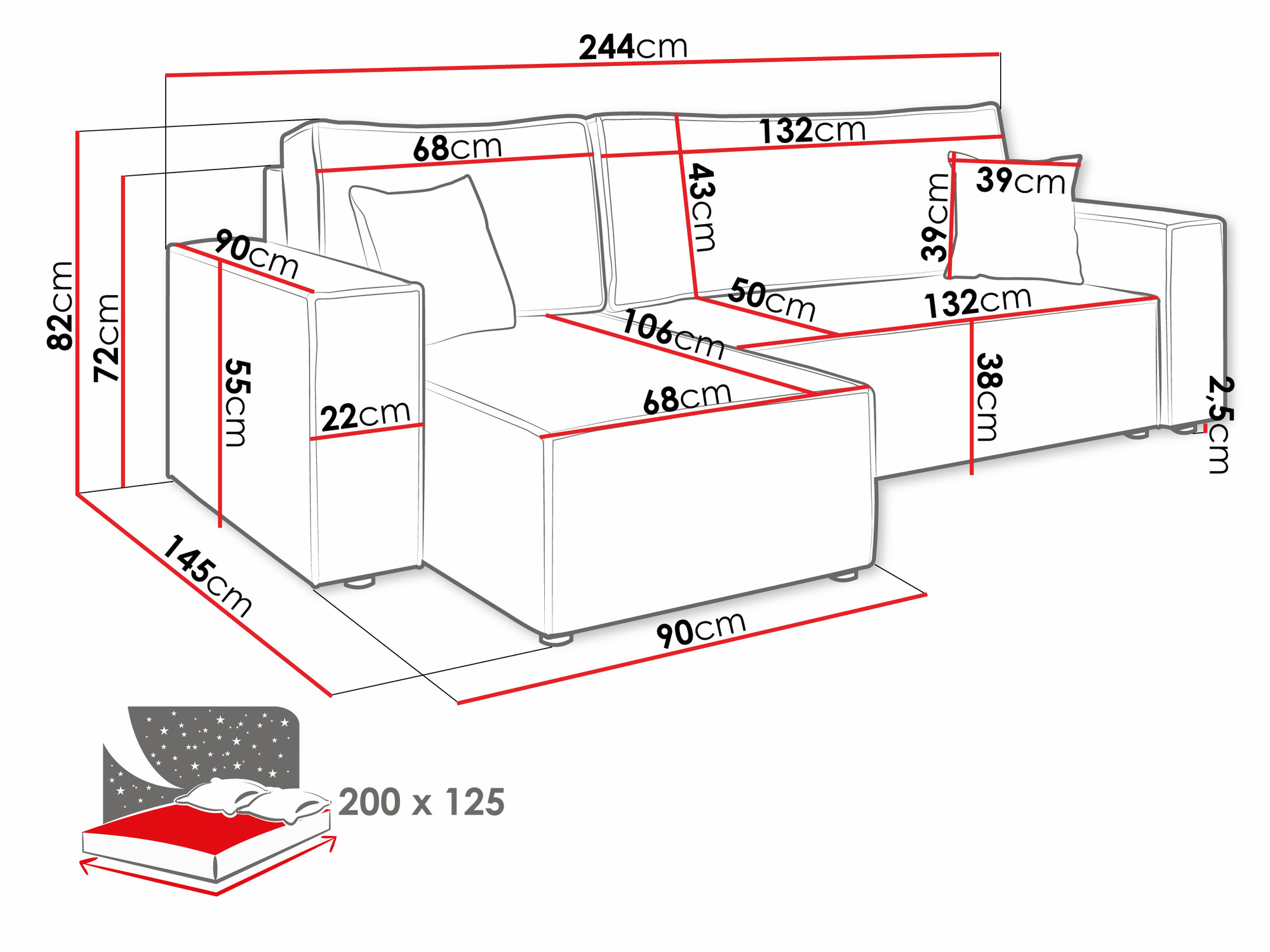 Ъглов диван Shelton 100 (Poso 100)