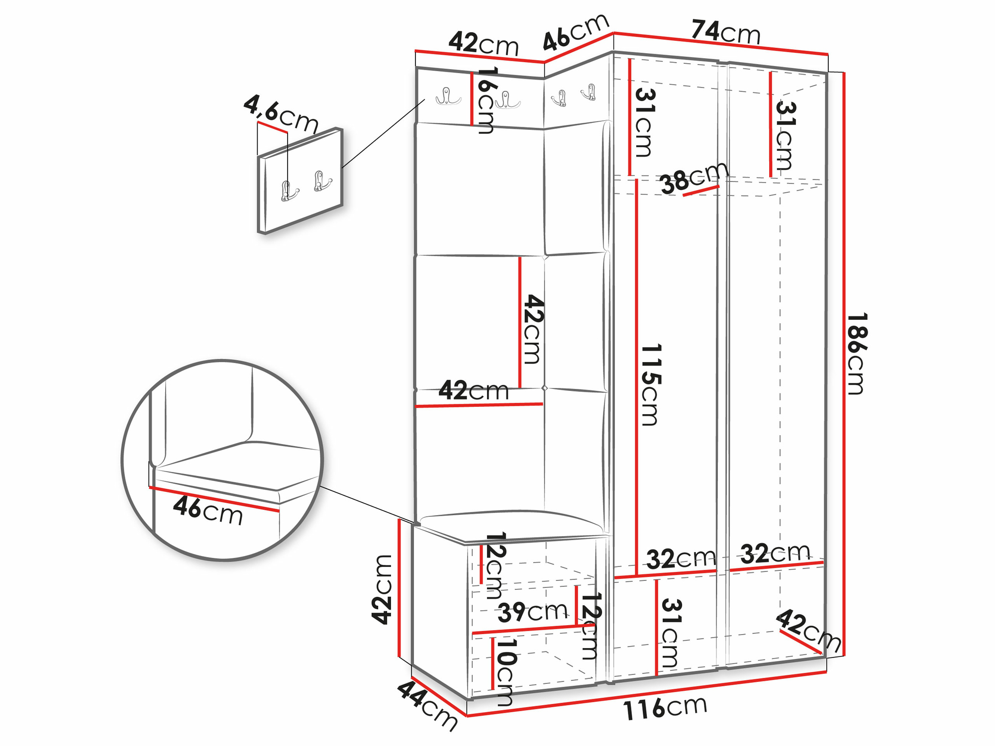 Комплект за антре Hartford 380 (Черен)