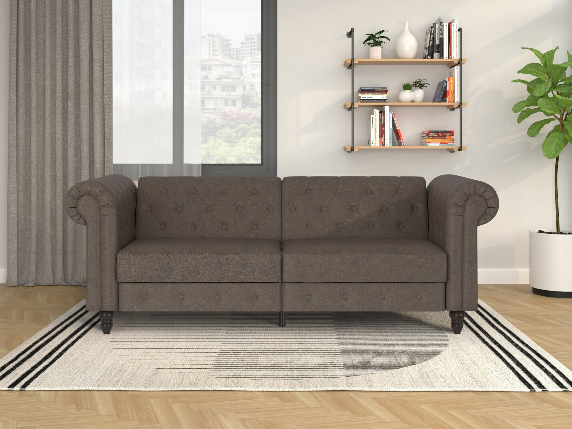 Chesterfield диван Tulsa 217 (Тъмнокафяв)