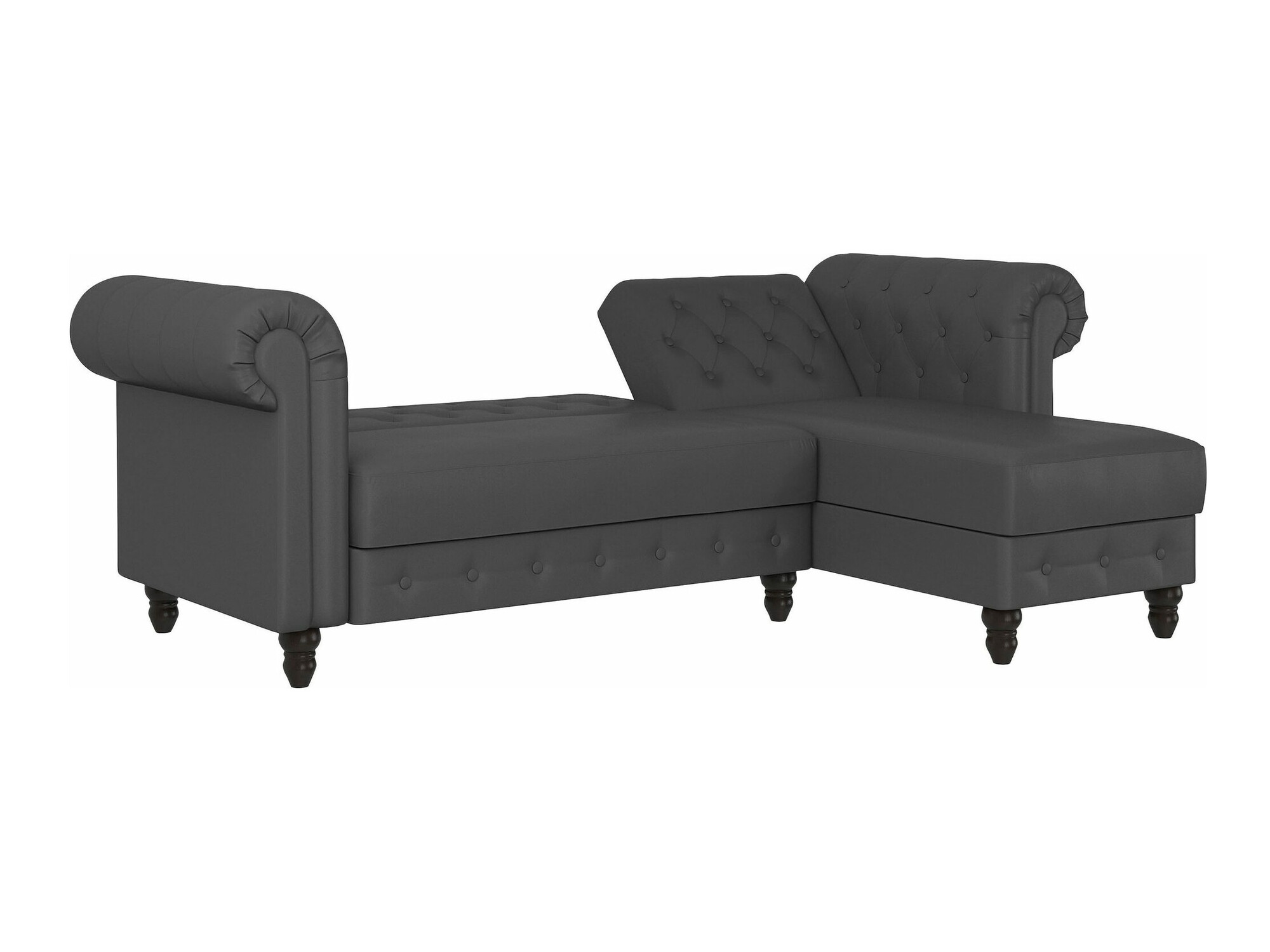 Chesterfield ъглов диван Tulsa 622 (Тъмно сив)