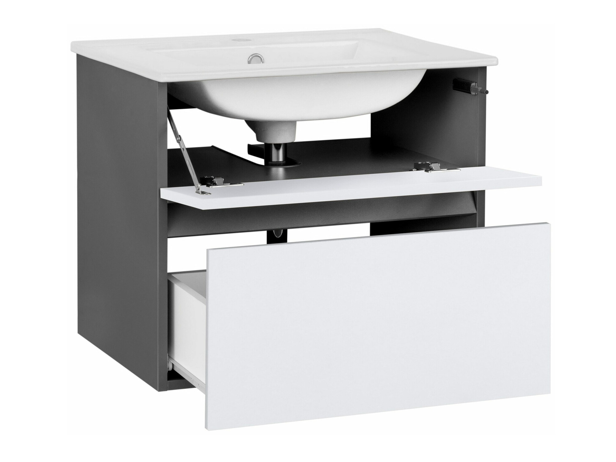 Окачен шкаф за мивка Denton 1478 (Бял + Антрацит)