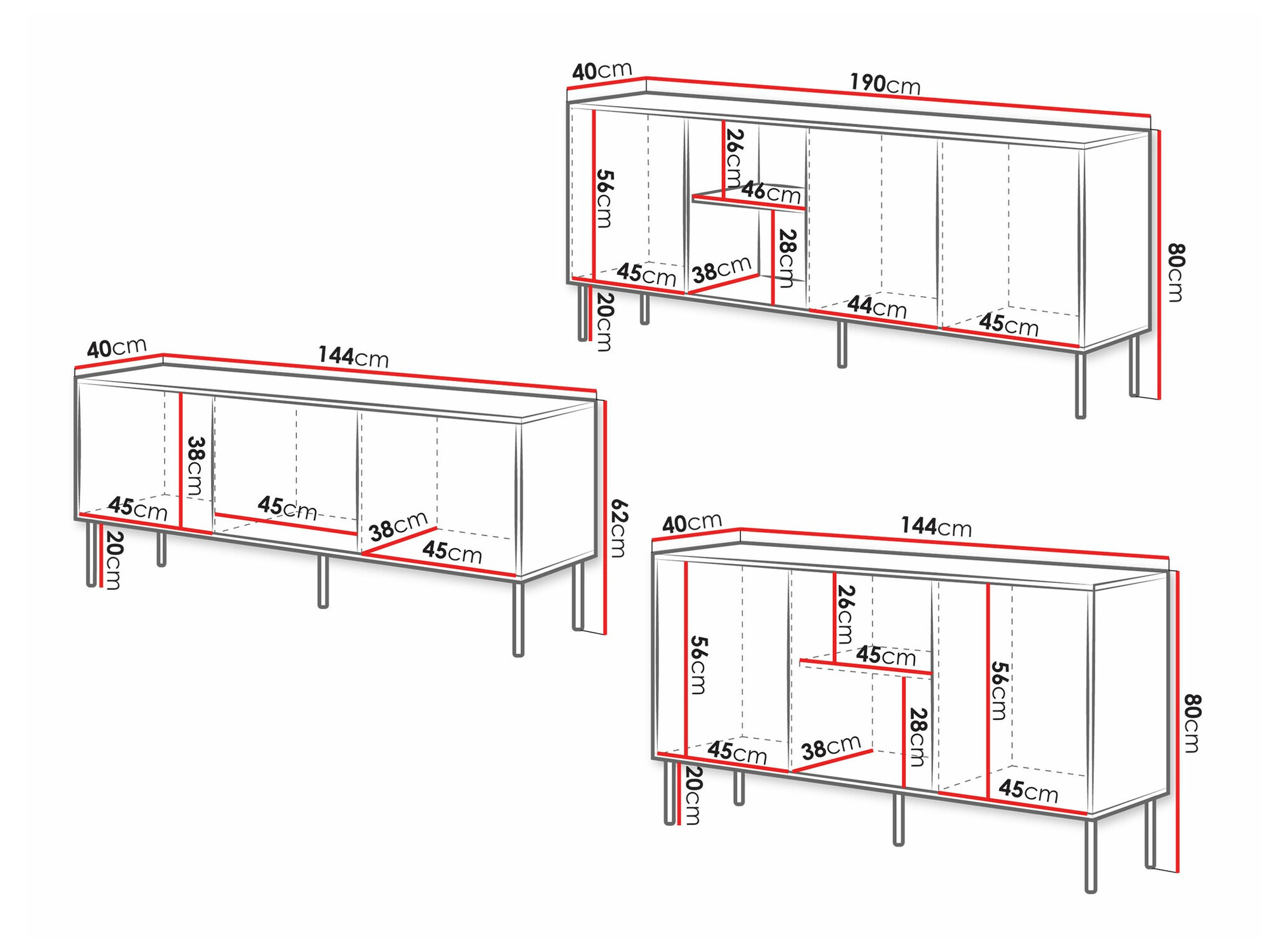 Комплект за хол Monevare 105 (Черен + Дъб уотан)