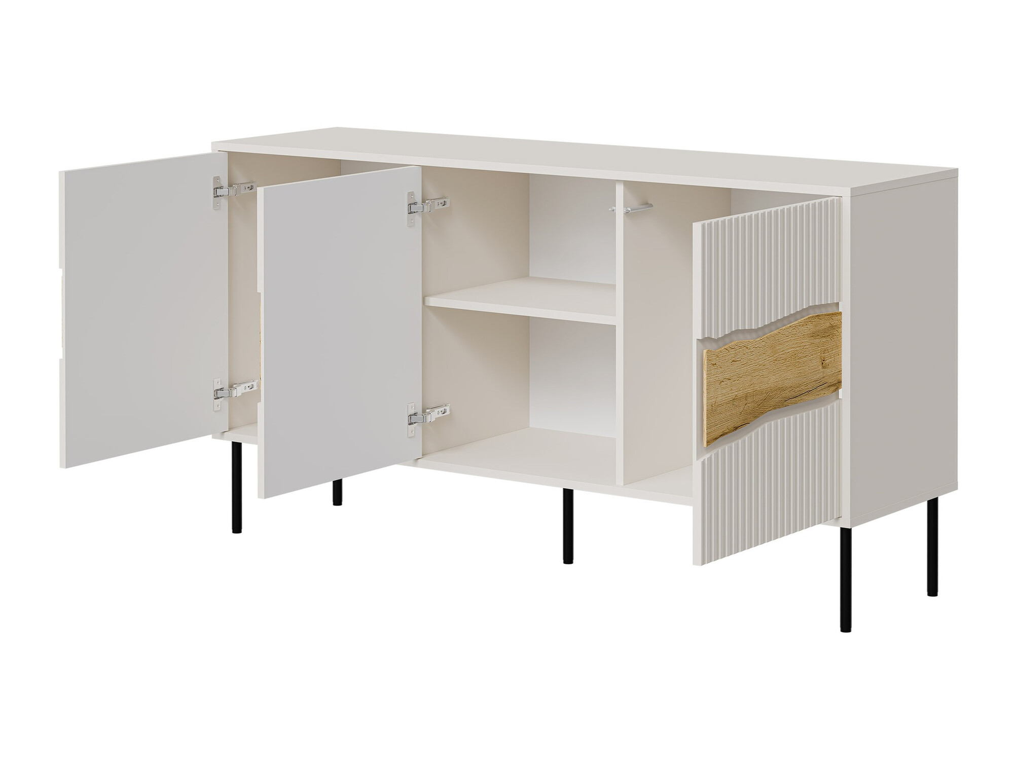 Комплект за хол Monevare 105 (Черен + Дъб уотан)