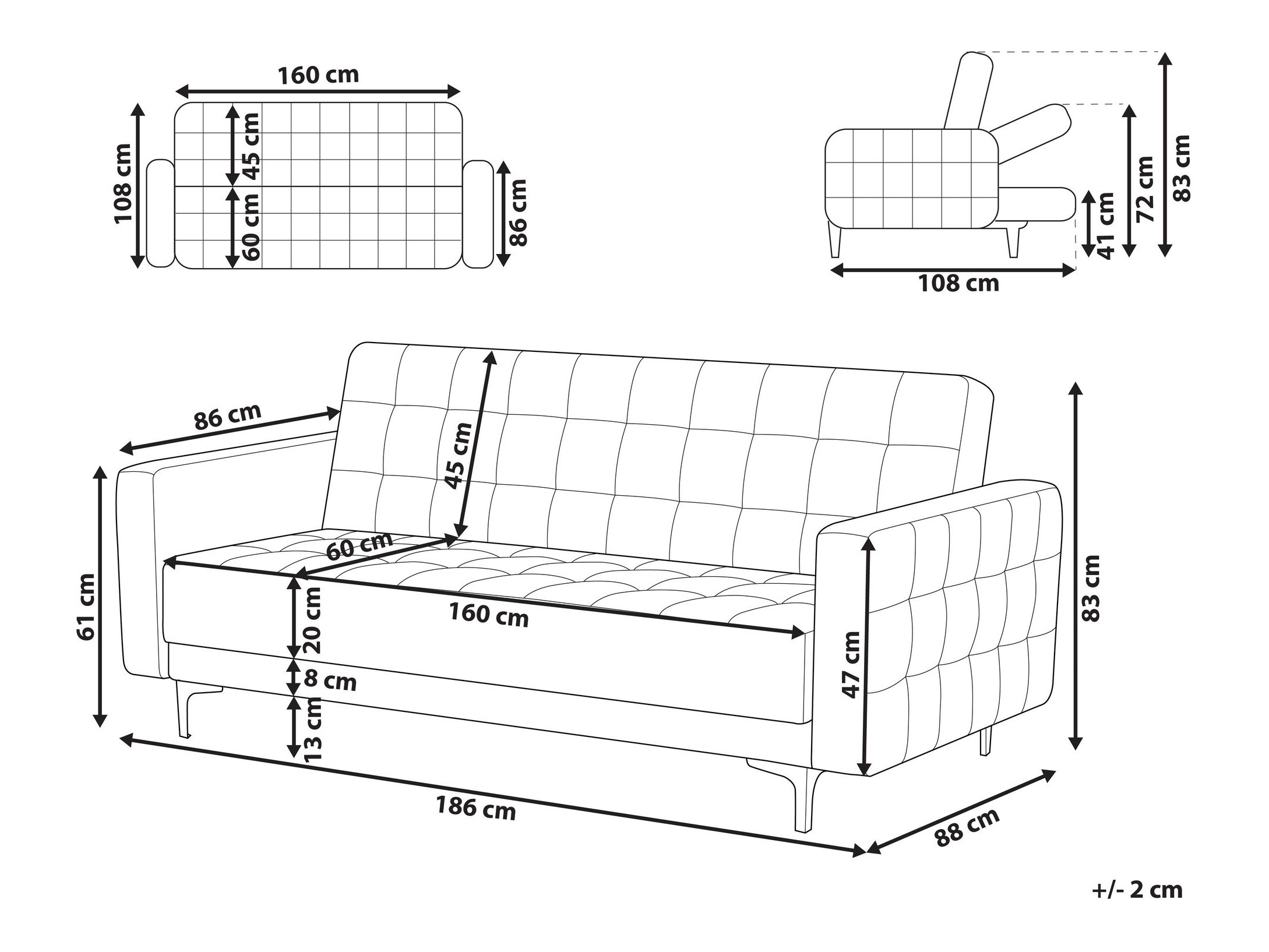 Разтегателен диван Felvena 123 (Сив)