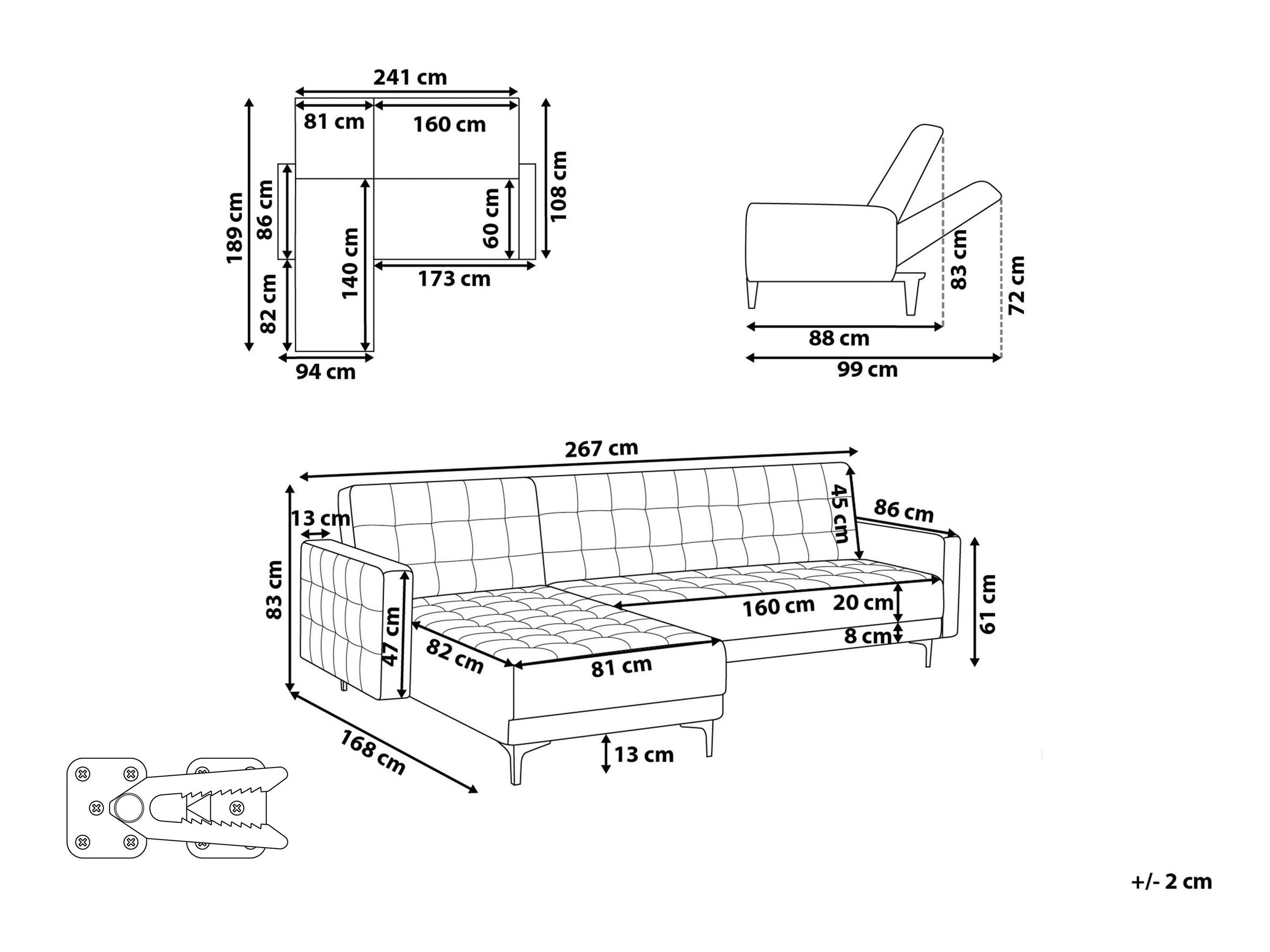 Ъглов диван Felvena 124 (Светло сив)