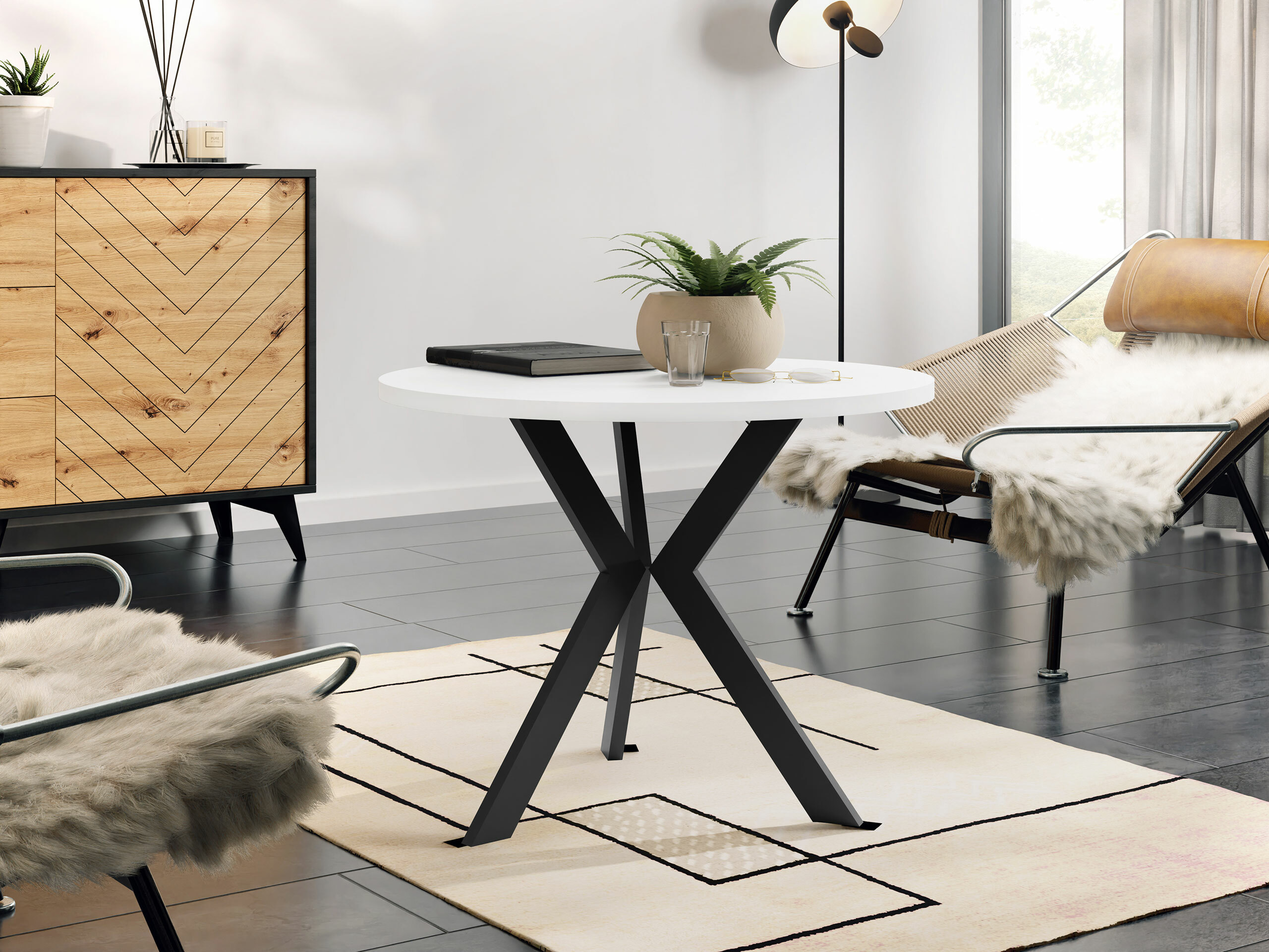 Масичка за кафе и списания Dearborn 106 (Бял + Черен)