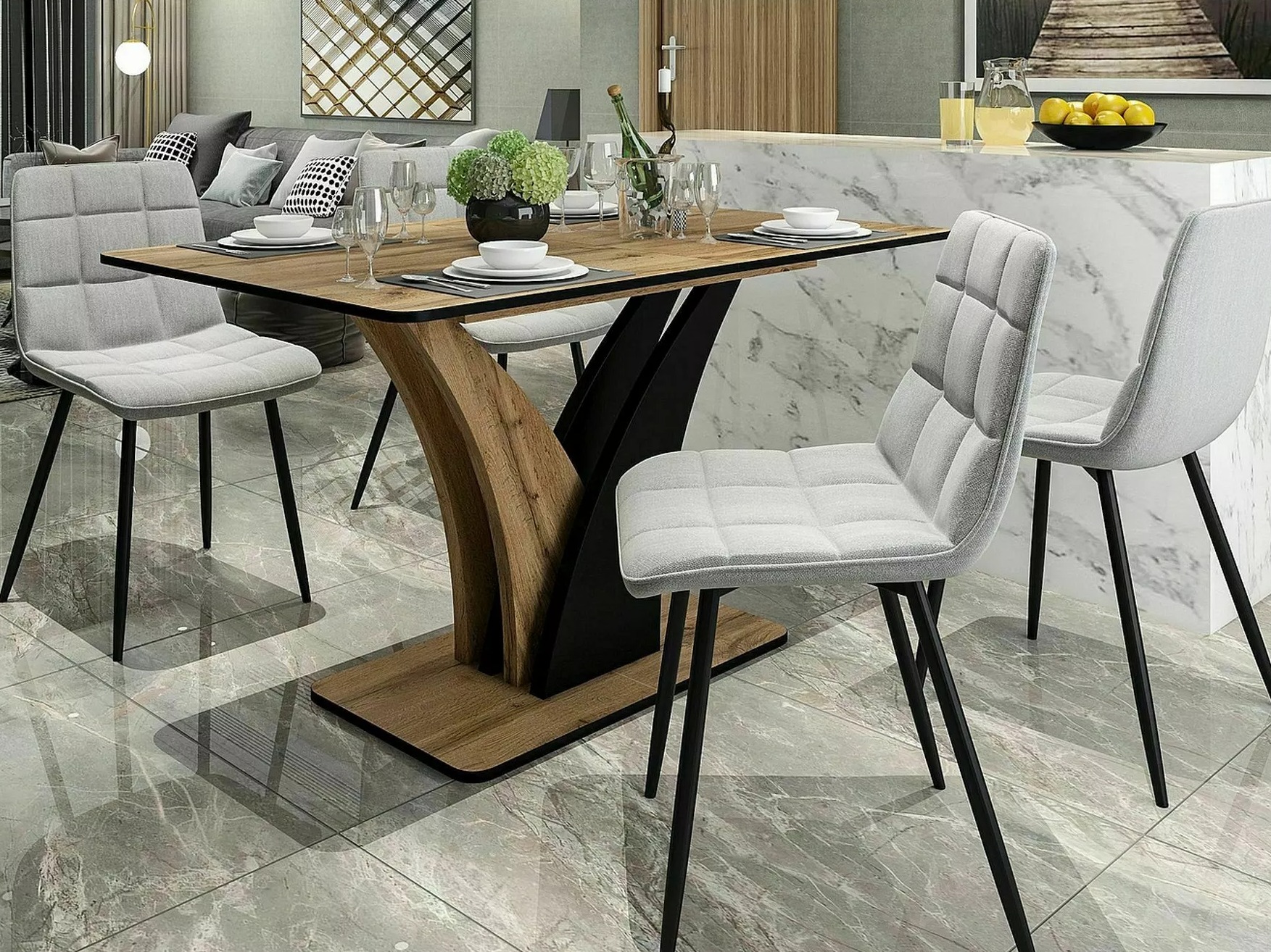 Маса Detroit 761 (Artisan дъб + Черен)