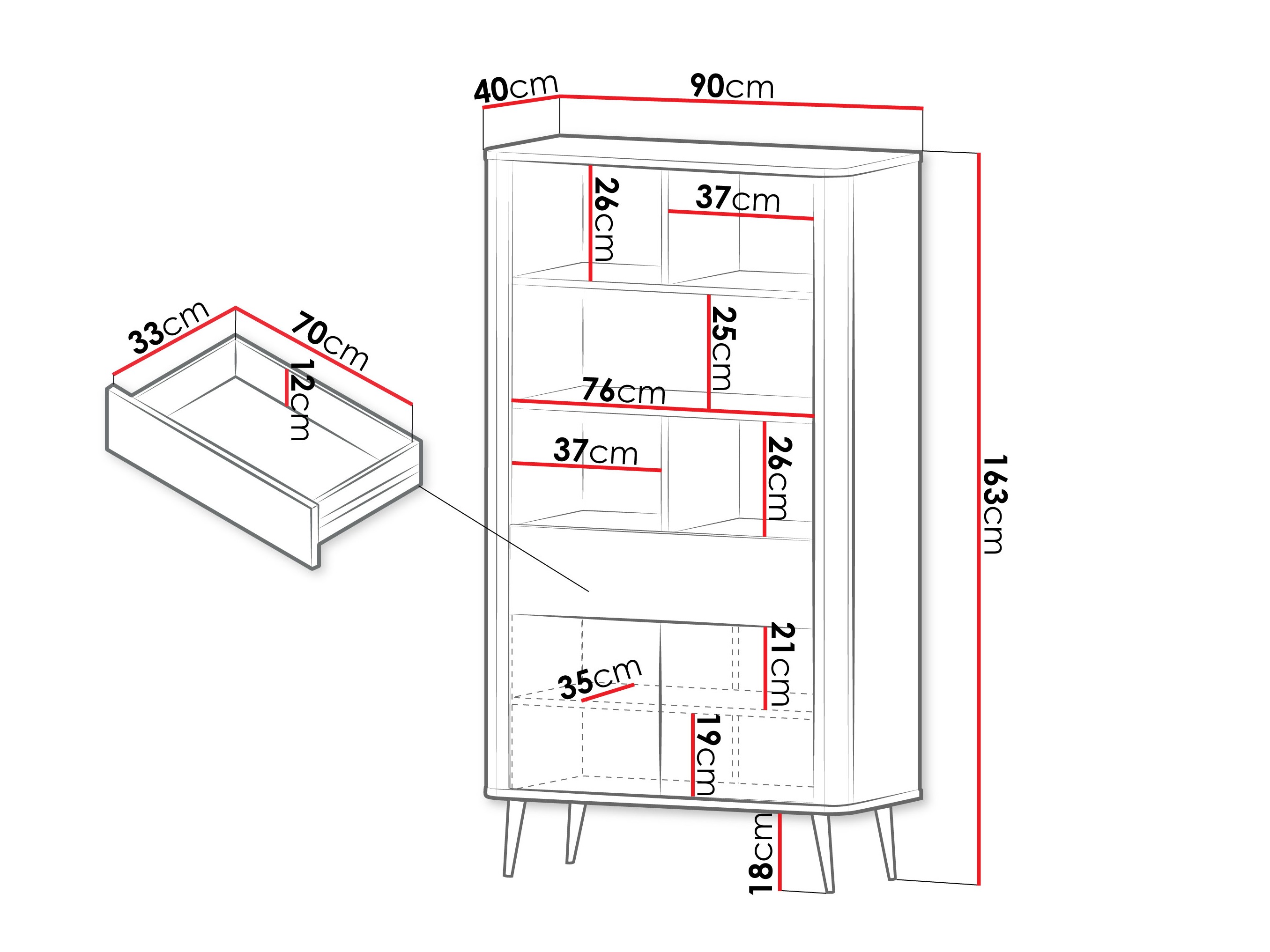 Етажерка Lufela 108 (Кашмир + Сив мрамор)