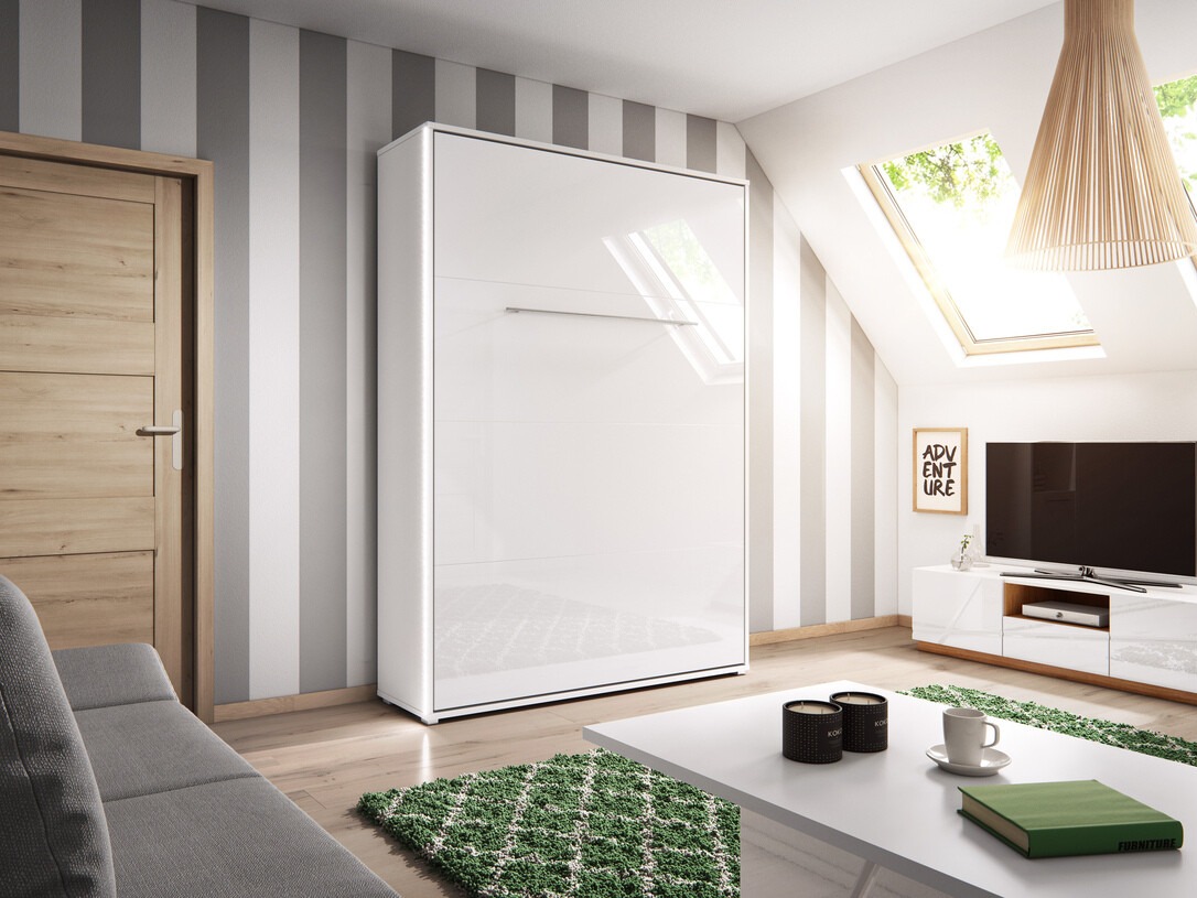 Падащо легло Concept Pro Lenart Levfere 108 (Бял + Бял гланц)