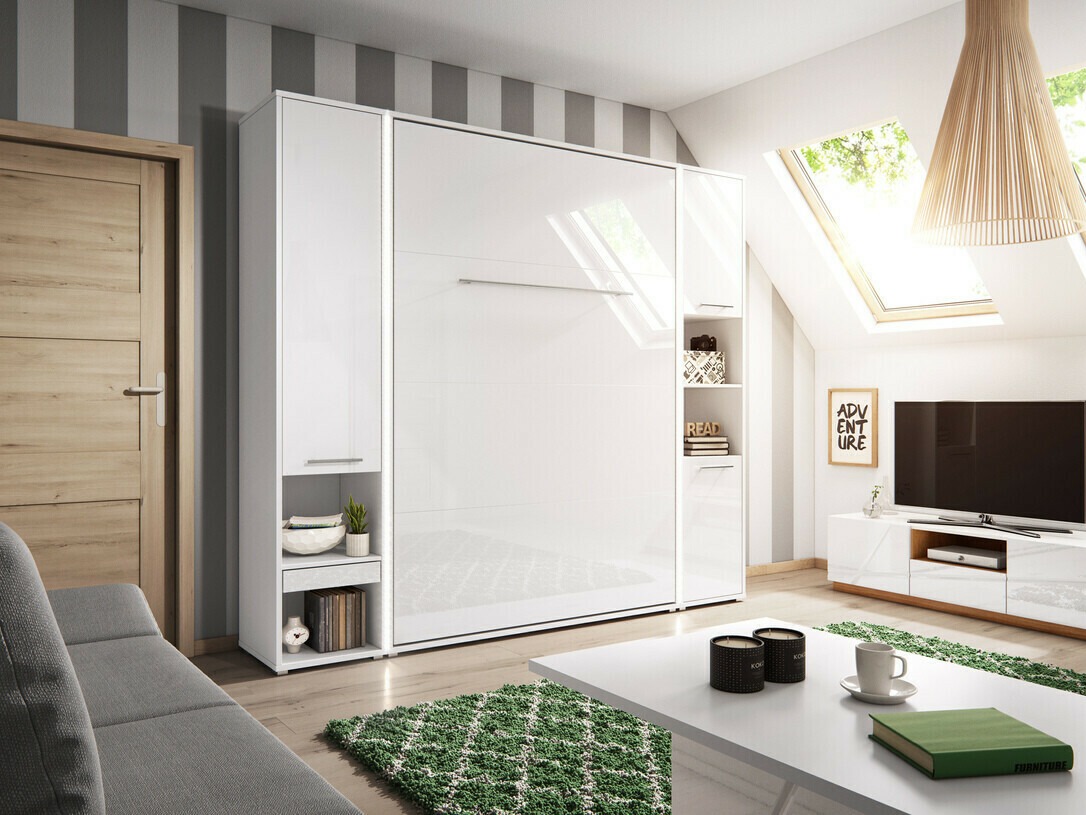 Падащо легло Concept Pro Lenart Levfere 108 (Бял + Бял гланц)