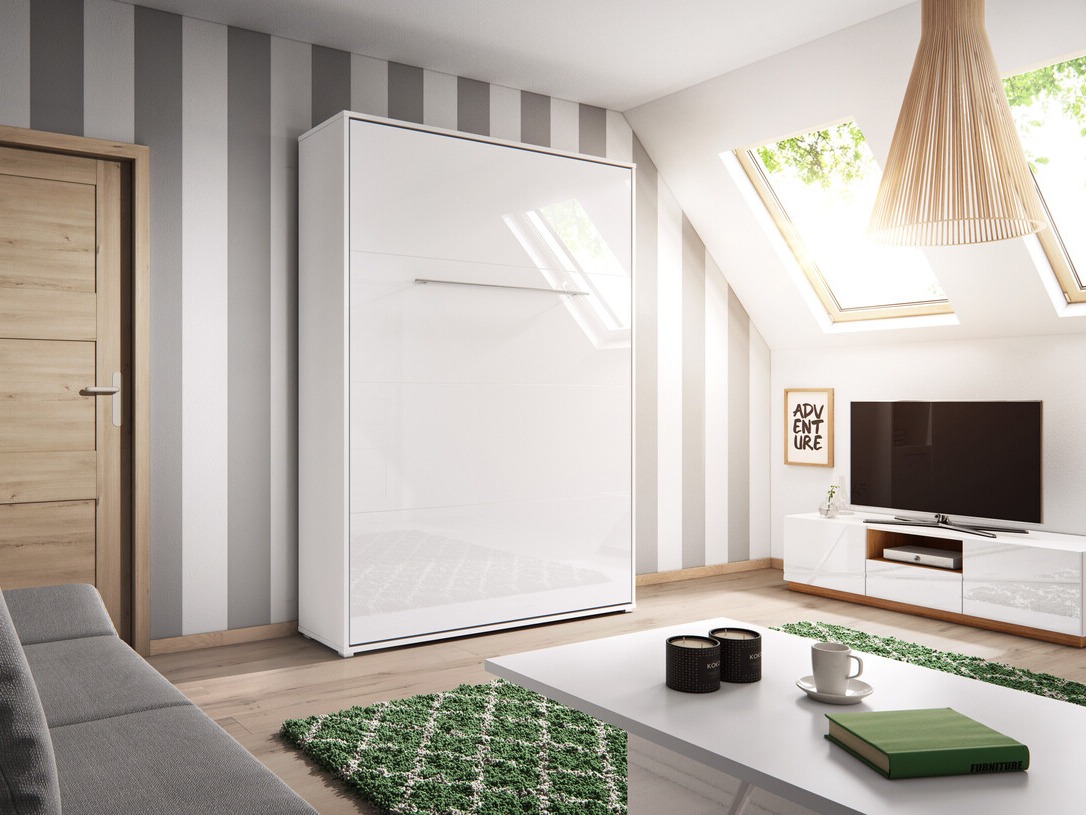 Падащо легло Concept Pro Lenart Levfere 108 (Бял + Бял гланц)