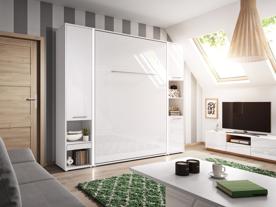 Падащо легло Concept Pro Lenart Levfere 108 (Бял + Бял гланц)