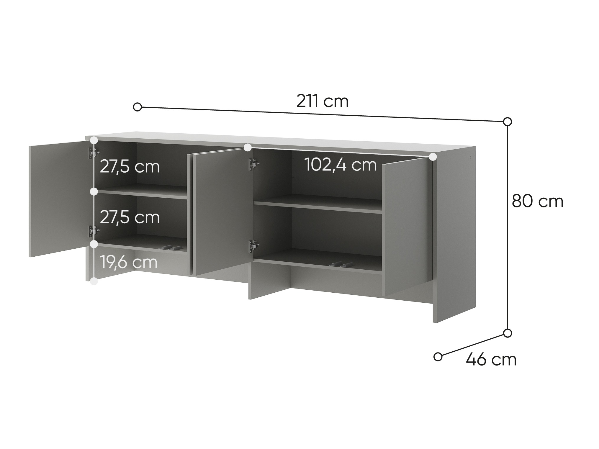 Шкаф Concept Pro Lenart Levfere 119 (Сив)
