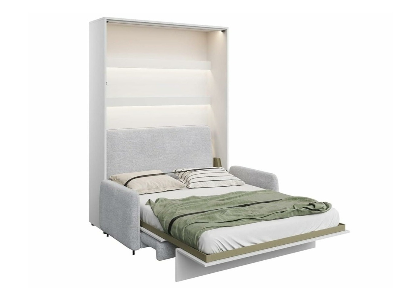 Падащо легло Concept Pro Lenart Levfere 138 (Бял гланц + Сив)