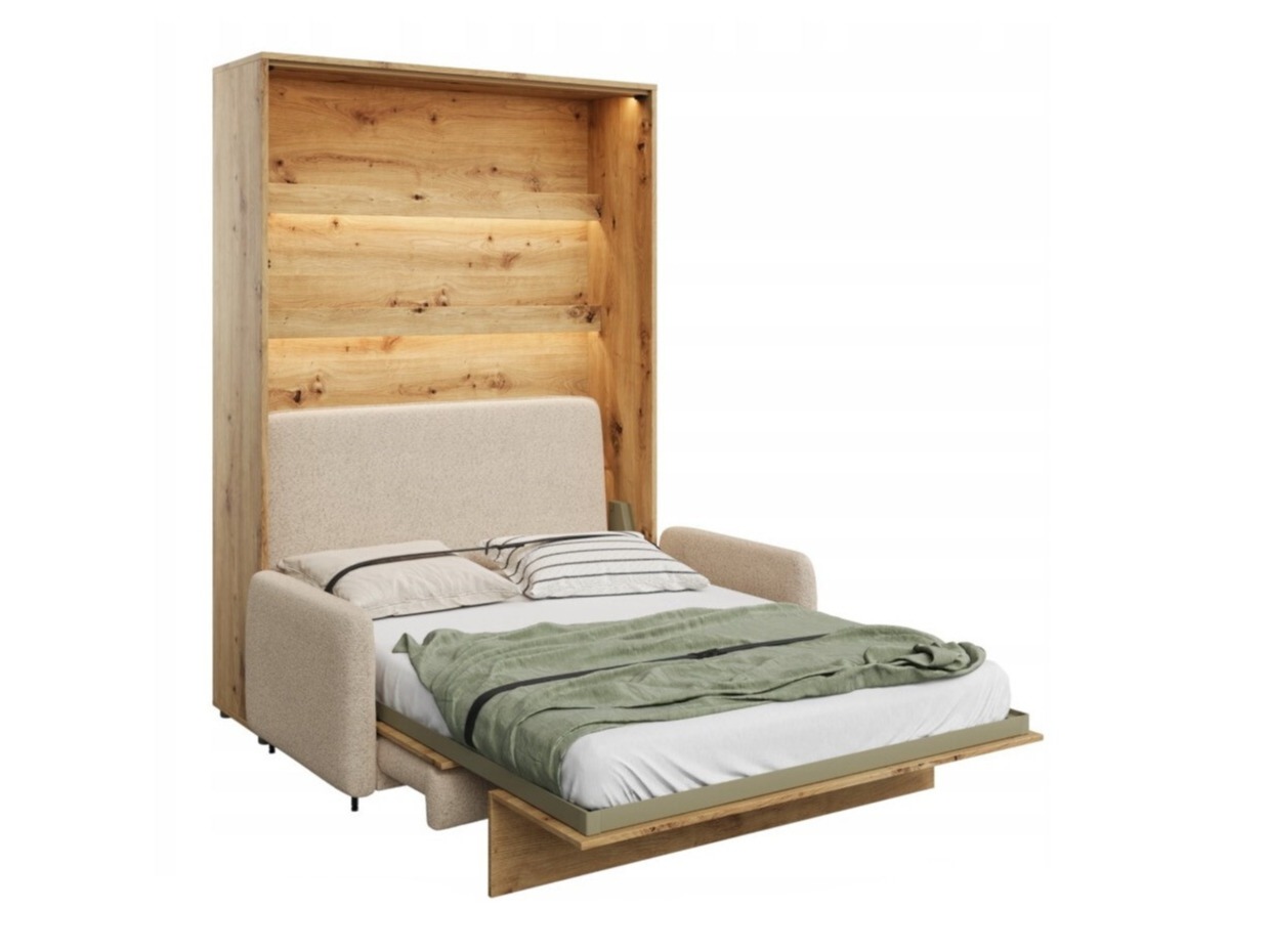 Падащо легло Concept Pro Lenart VII (Artisan дъб + Бежов)