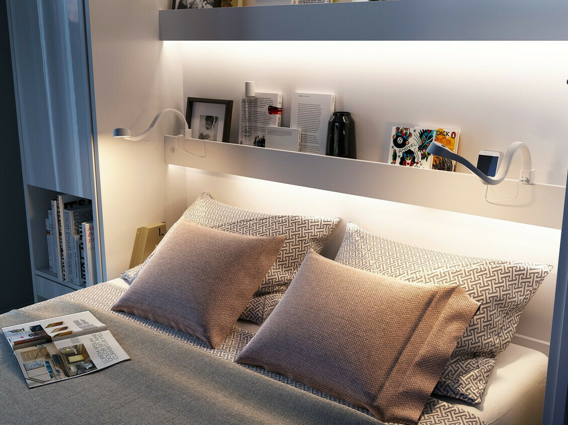 Падащо легло Concept Pro Lenart VII (Бял + Сив)