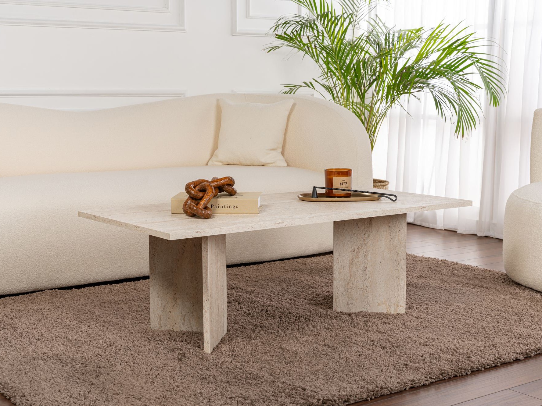 Масичка за кафе Novato 132 (Лек травертин)