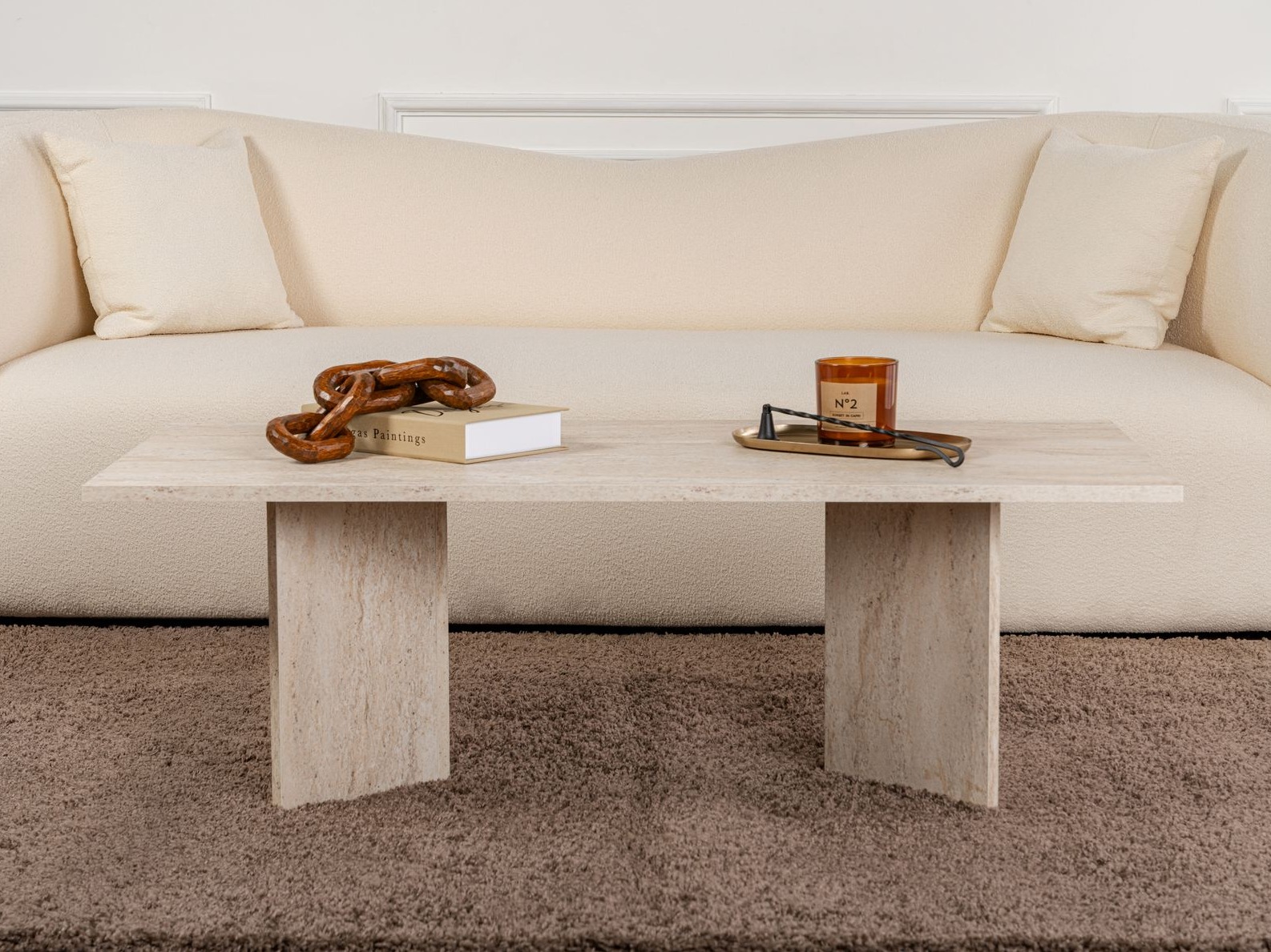 Масичка за кафе Novato 132 (Лек травертин)