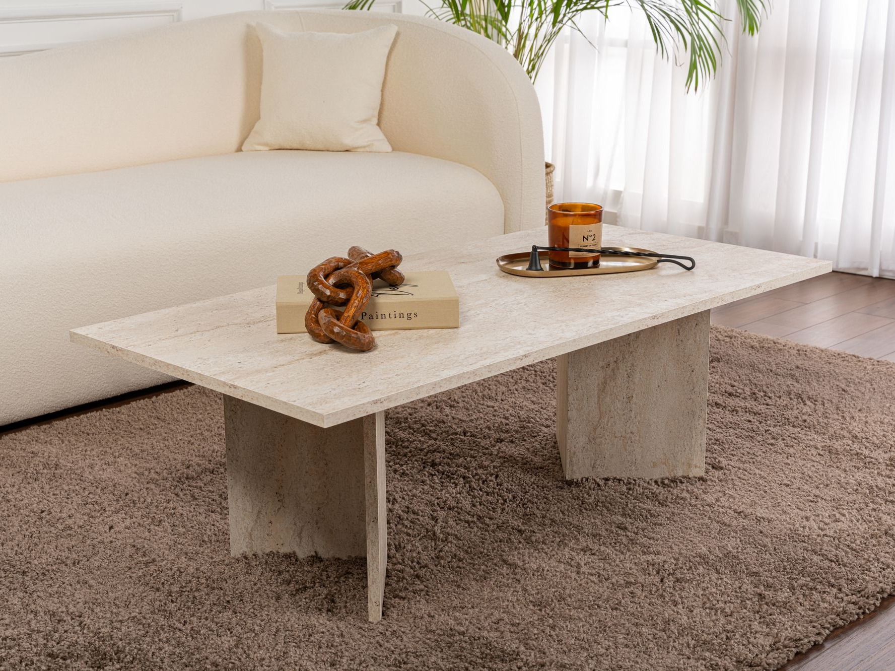 Масичка за кафе Novato 132 (Лек травертин)