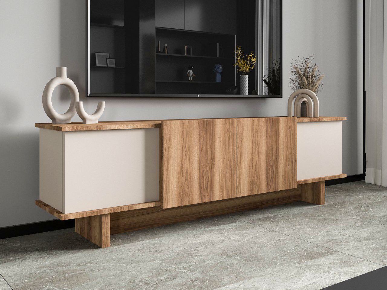 ТВ шкаф Kailua 2513 (Бежов + Орех)