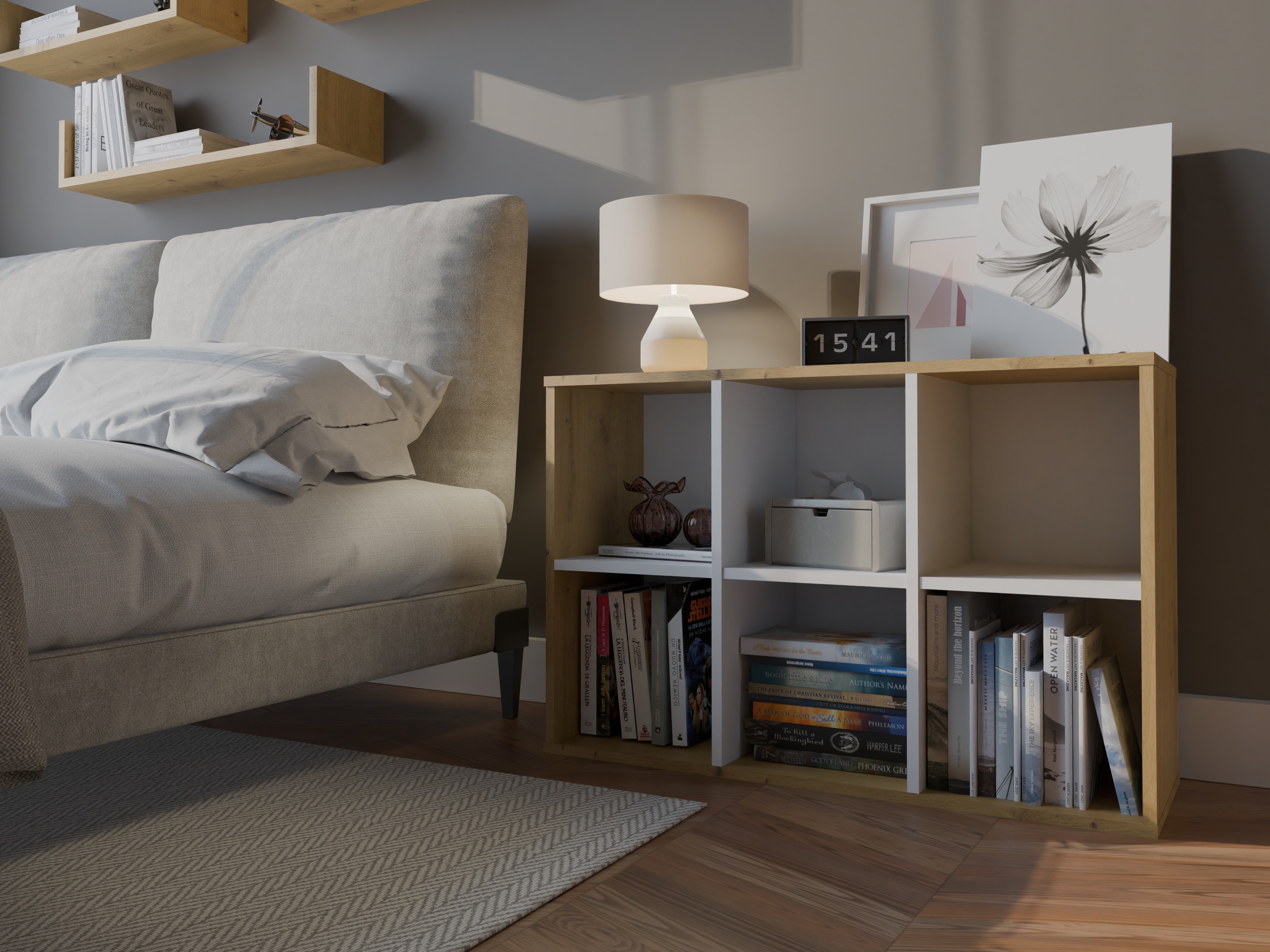 Етажерка Mandeville 296 (Бял + Artisan дъб)