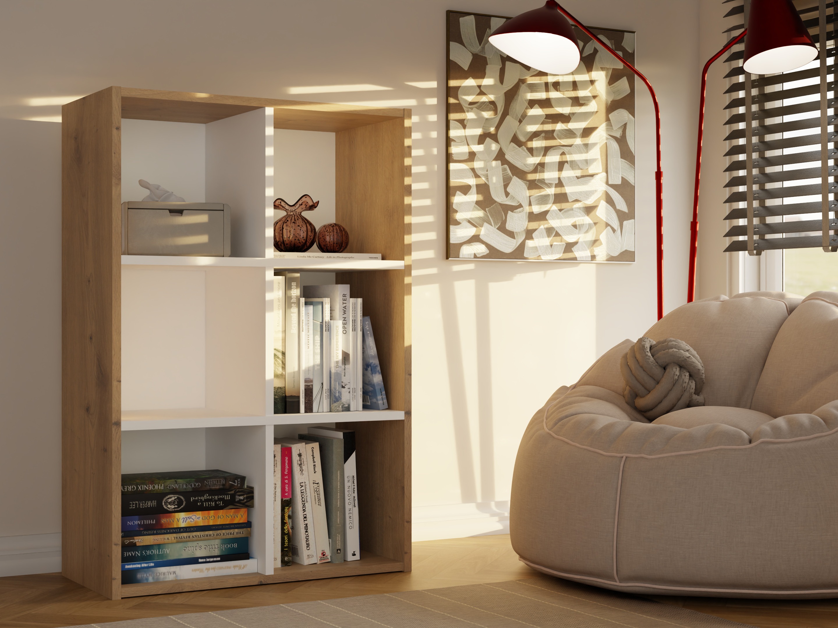 Етажерка Mandeville 296 (Бял + Artisan дъб)