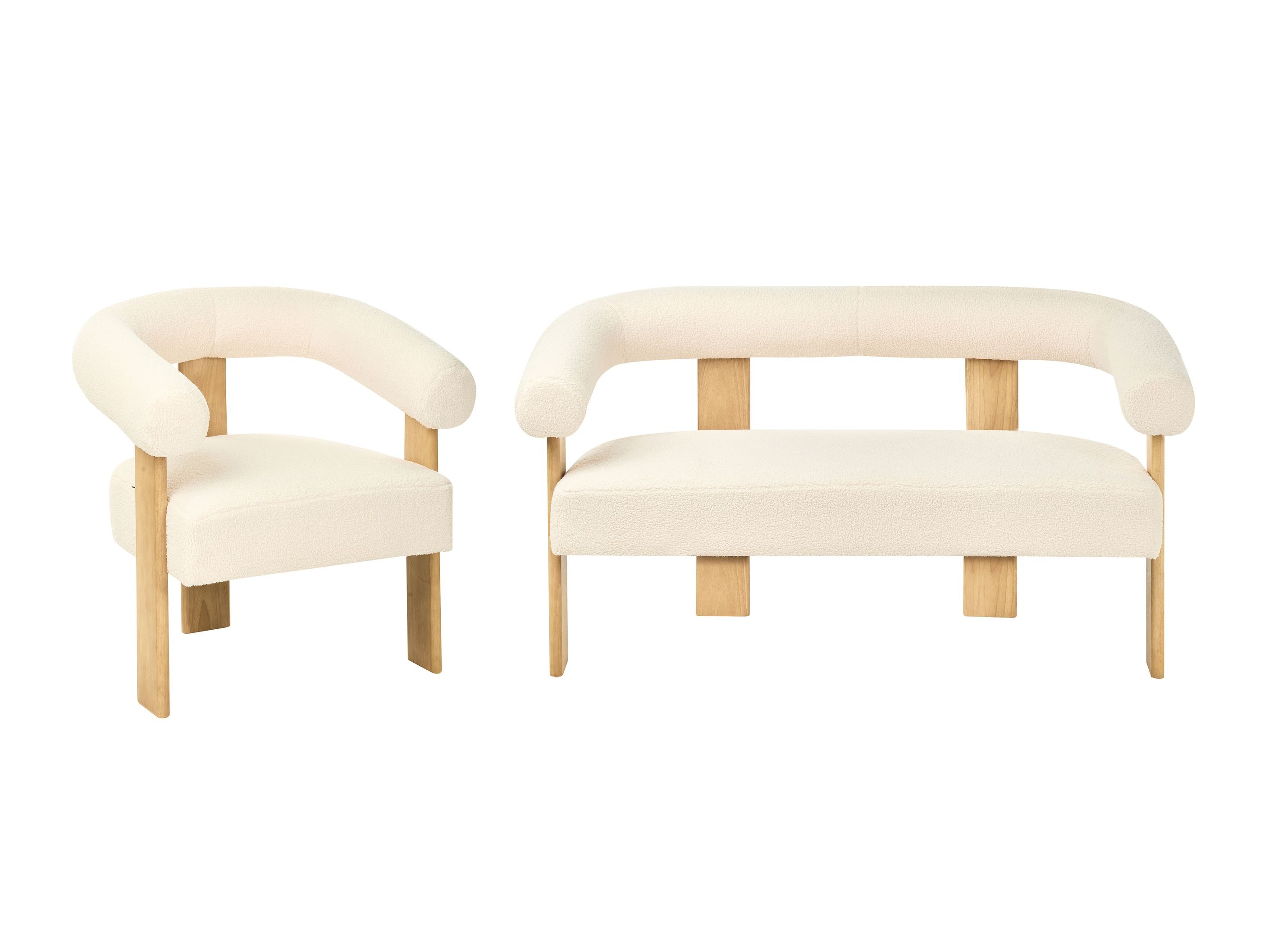 Комплект мека мебел Berwyn 2710 (Бял + Ярък дърво)