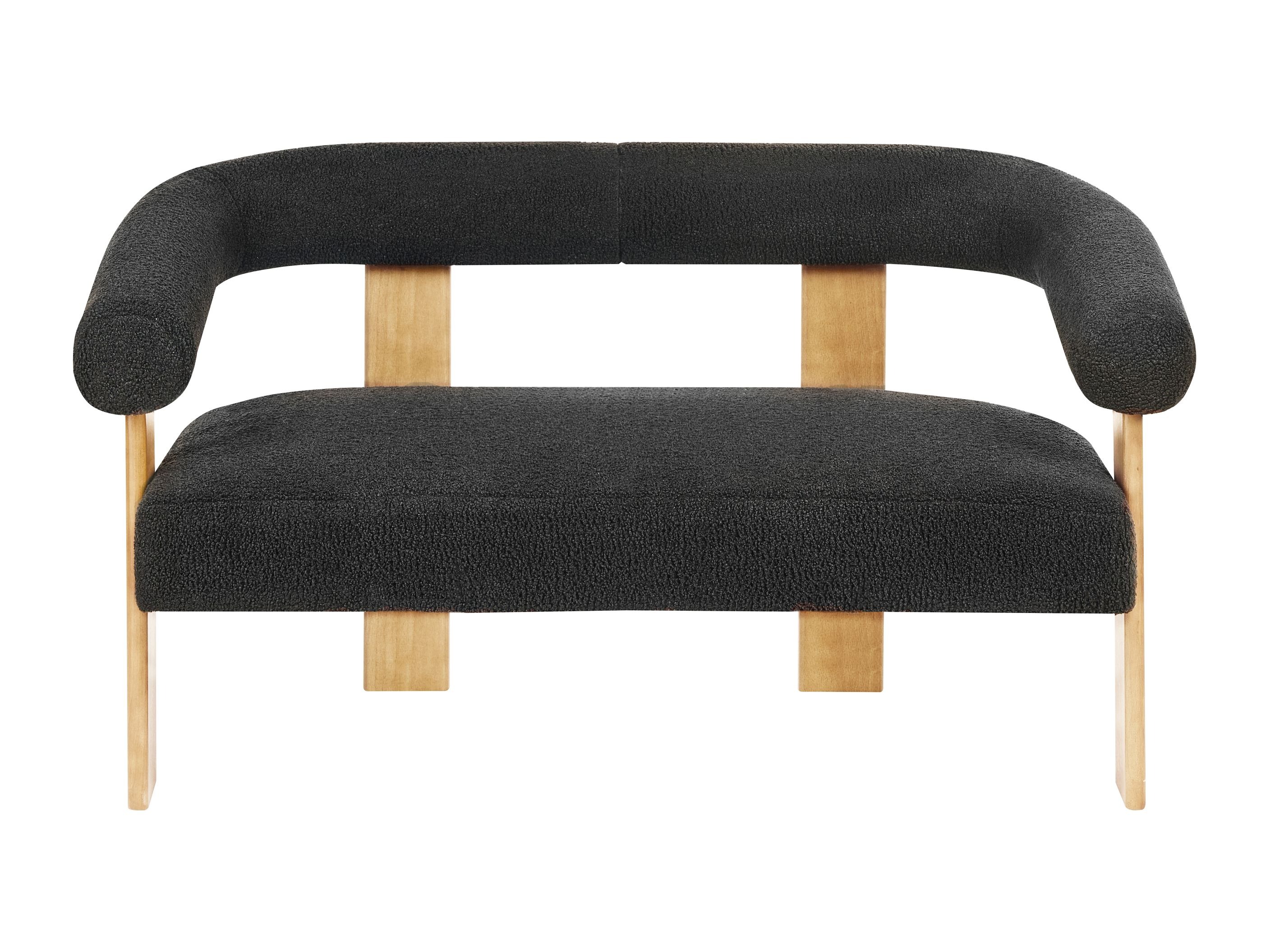 Комплект мека мебел Berwyn 2710 (Черен + Ярък дърво)