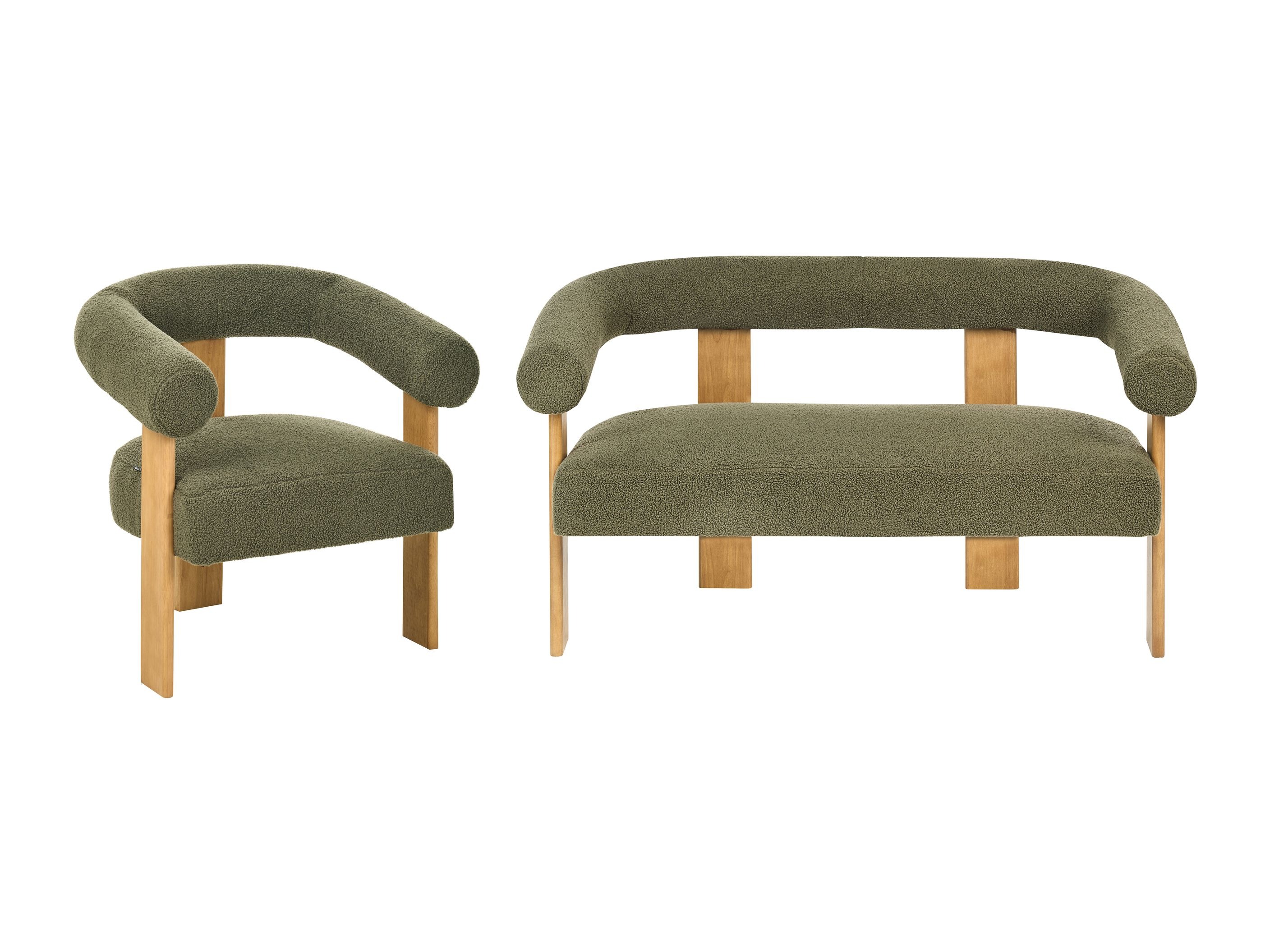 Комплект мека мебел Berwyn 2710 (Зелен + Ярък дърво)