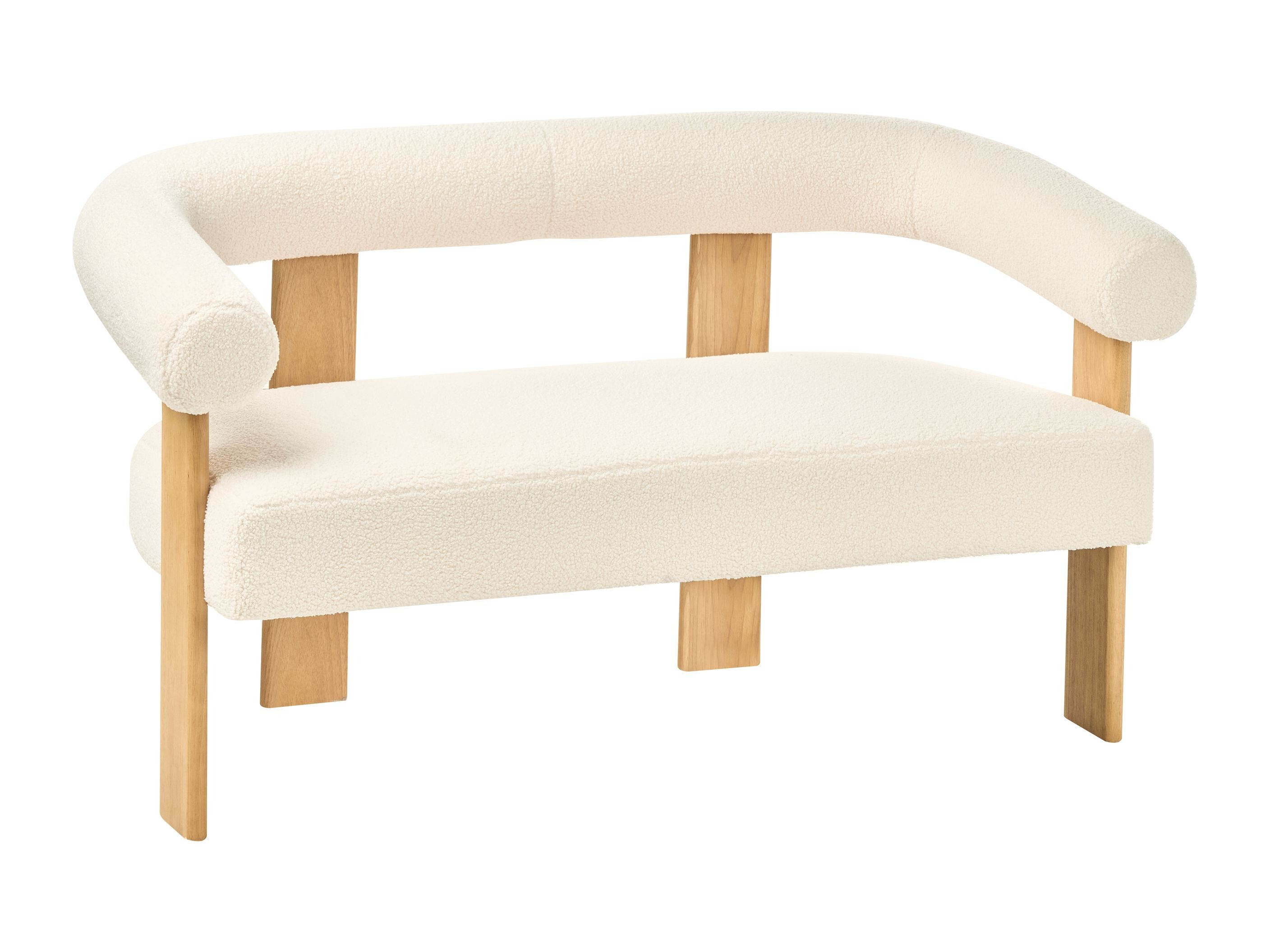 Тапицирана пейка Berwyn 2709 (Бял + Ярък дърво)