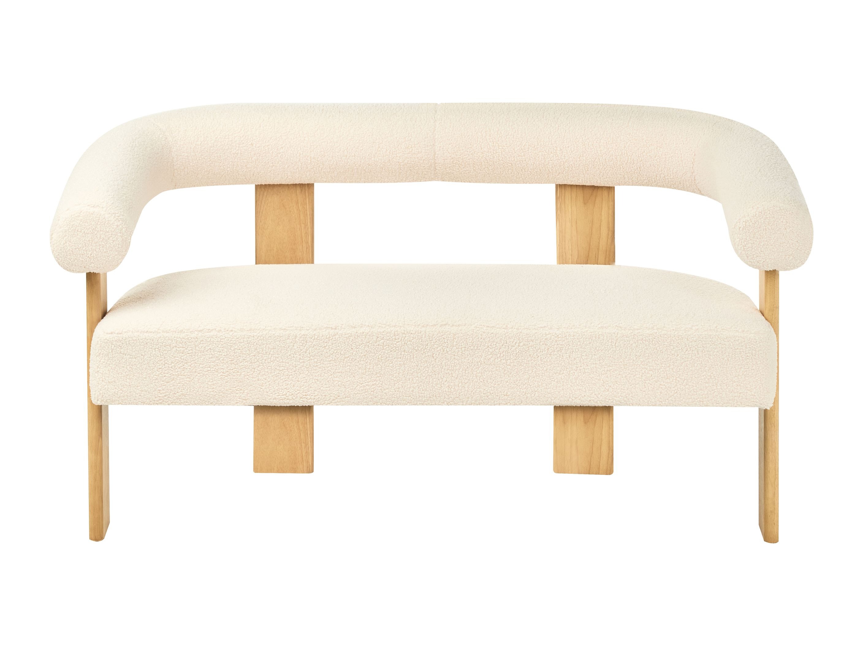 Тапицирана пейка Berwyn 2709 (Бял + Ярък дърво)