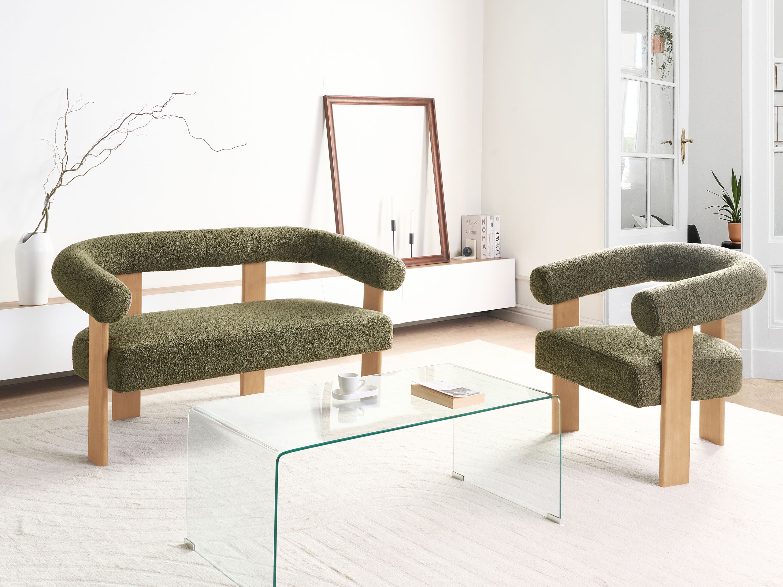 Тапицирана пейка Berwyn 2709 (Зелен + Ярък дърво)