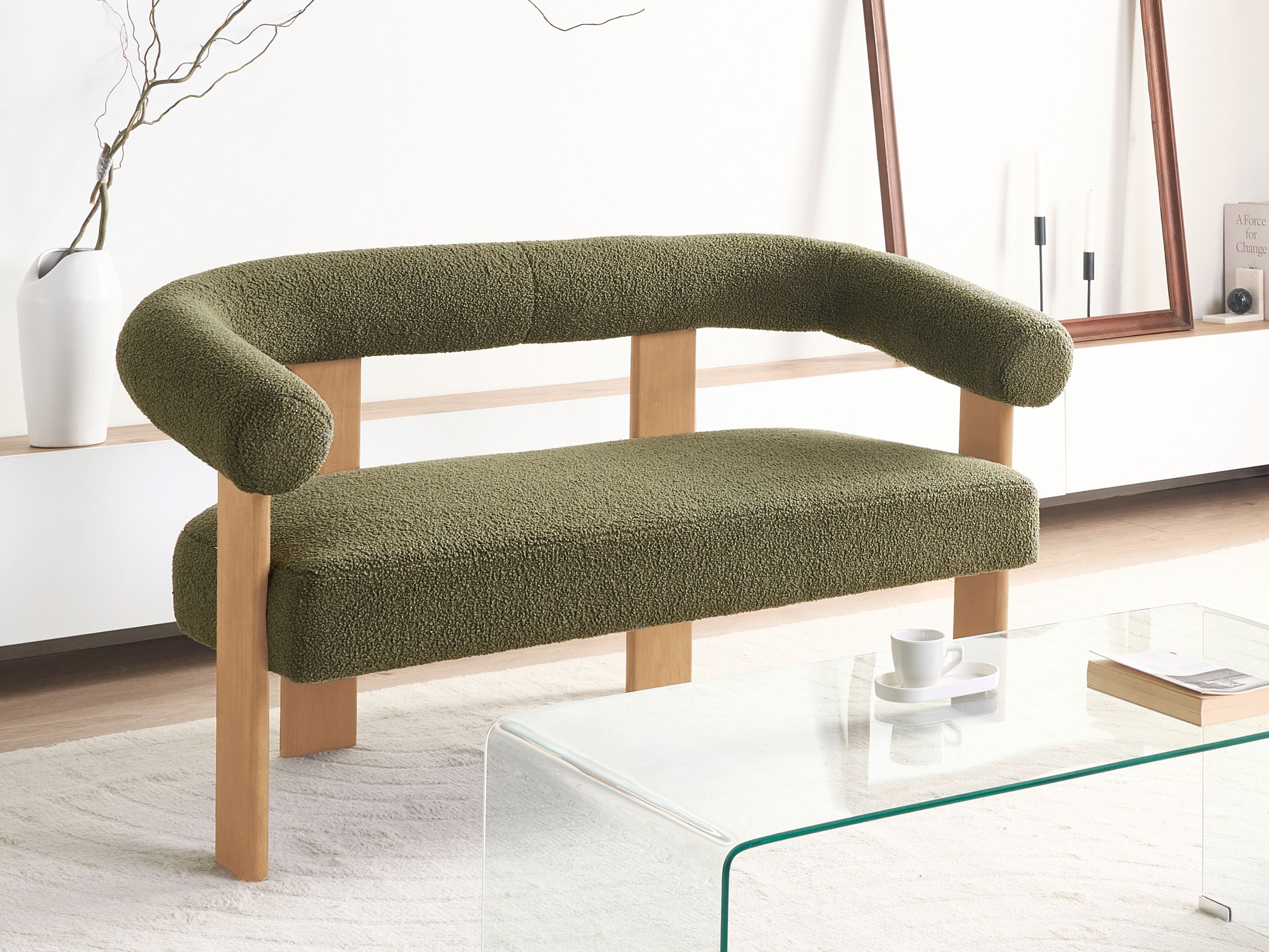 Тапицирана пейка Berwyn 2709 (Зелен + Ярък дърво)