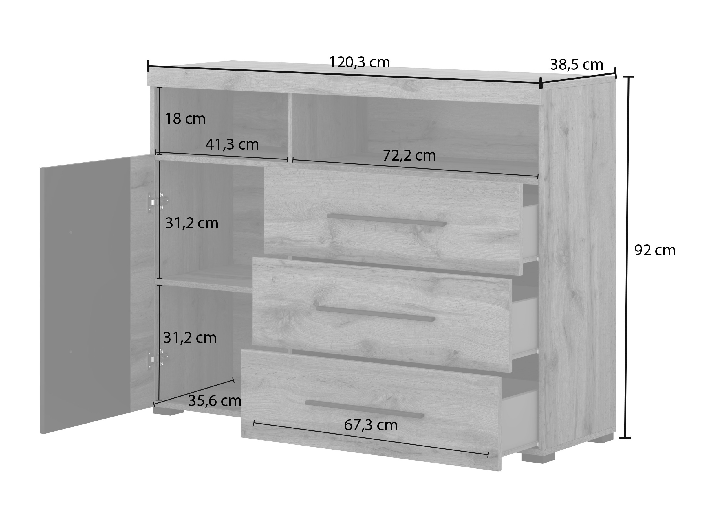 Скрин Sorciro 102 (Черен + Дъб уотан)