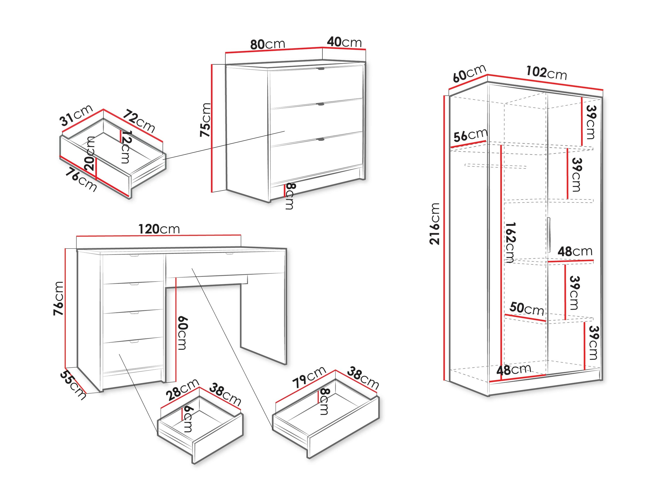 Комплект за домашен офис Comfivo Papilio IV (Бял)